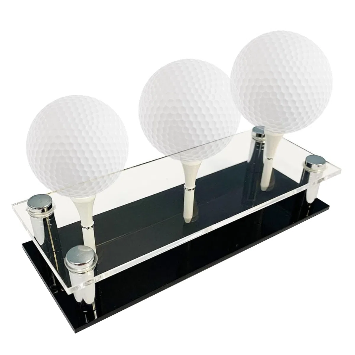 Expositor para bolas de golf, soporte decorativo de golf con base y camiseta, almacenamiento acrílico y metal para oficina o salón