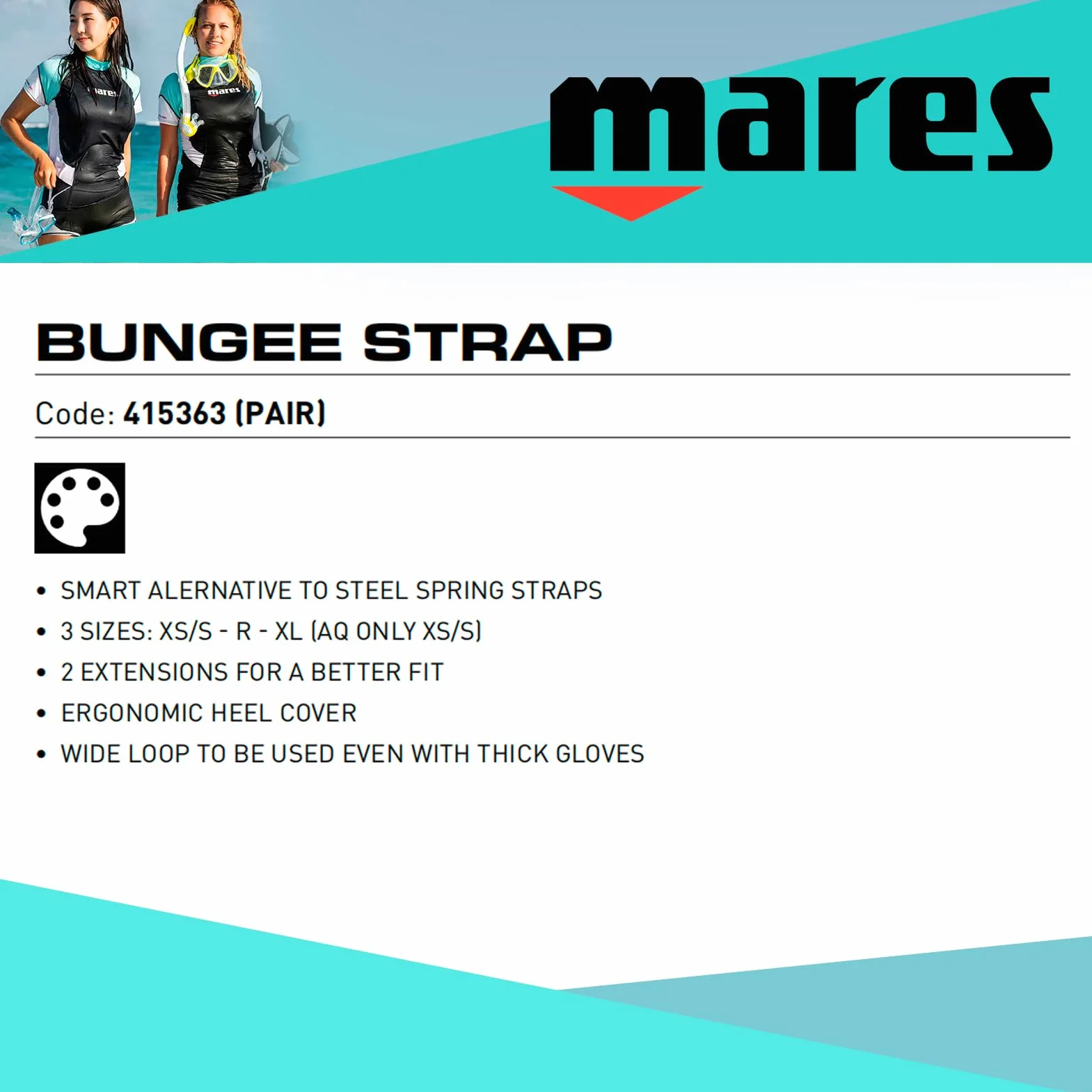 Mares Bungee Straps Cinturones de Aletas, Unisex Adulto