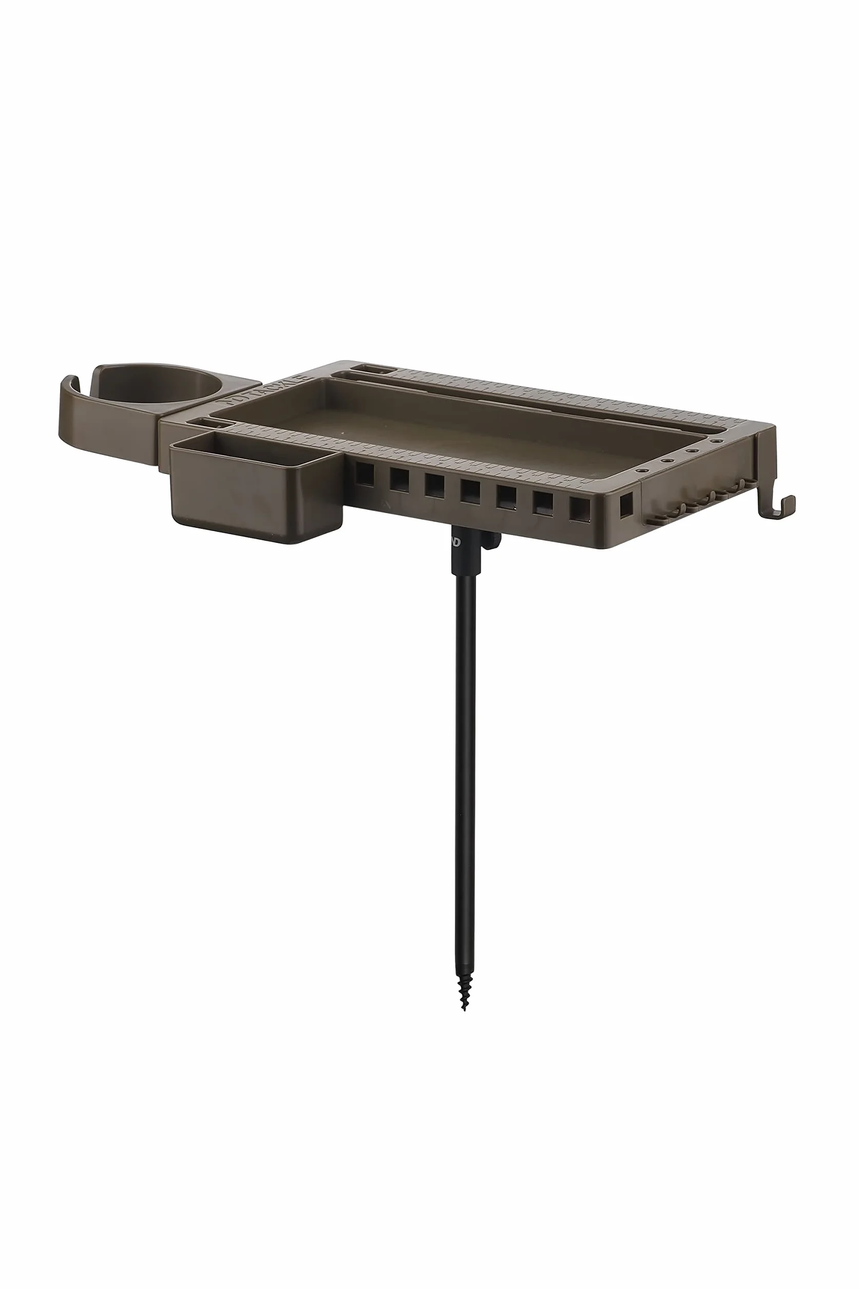 New Direction Tackle Organizador de bastones y sillas de cama | Mesa inteligente y estación de aparejo | Estructura única de agujeros cuadrados para fijar accesorios | Soporte para smartphone | Banco