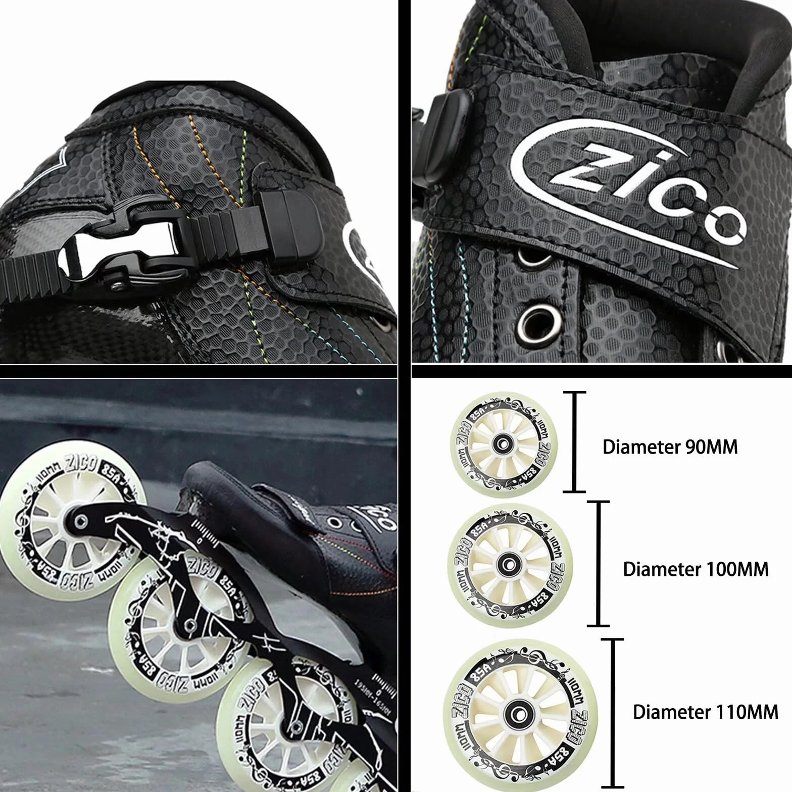 Patines en línea Profesionales para Adultos (Hombres y Mujeres), Ruedas de Alta Velocidad, chasis de Aluminio, Fibra de Carbono, Forro Transpirable, diseño para Fitness y Carreras, Ideales