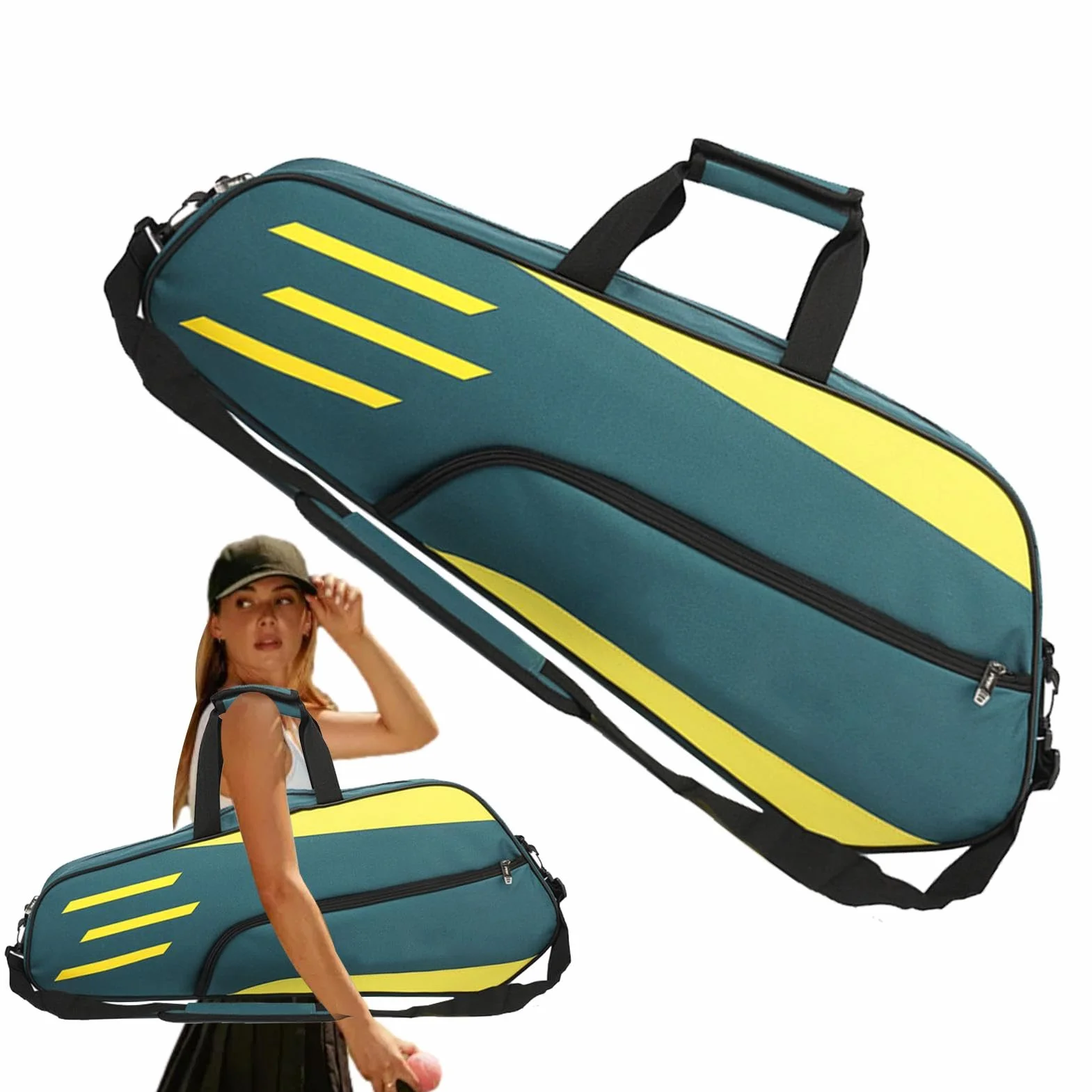 Bolsa de Tenis para 3 Raquetas Impermeable Bandolera Hombres Mujeres