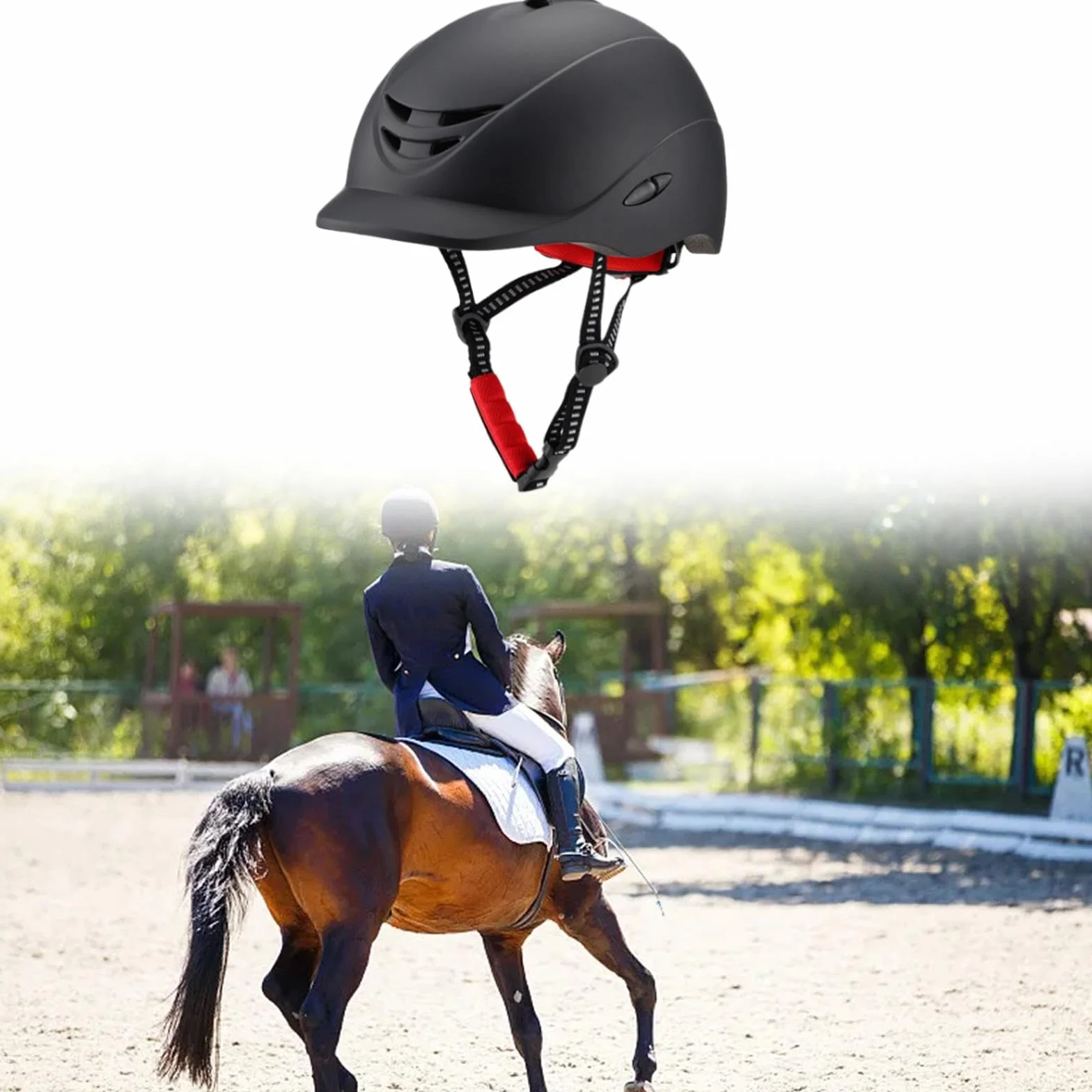 Perfeclan Casco Ecuestre de Verano Gorra de equitación Borde extraíble Transpirable Compacto Ajustable Hombres Mujeres Casco Ecuestre Casco de equitación para