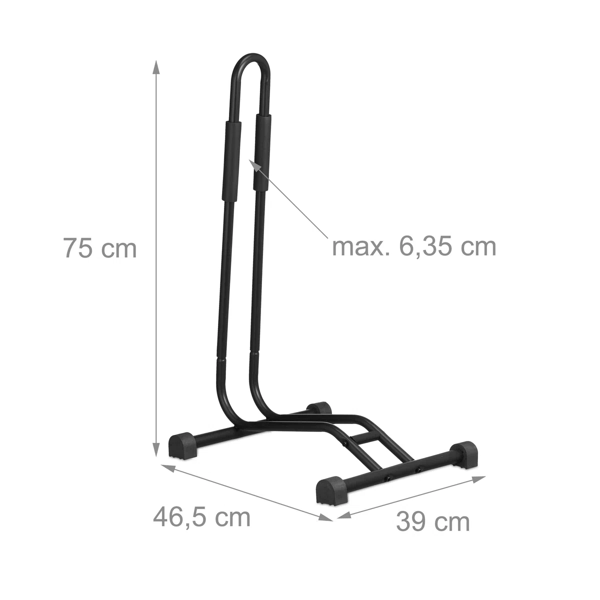 Relaxdays Soporte de Bicicletas para Interior, Neumáticos hasta 2,5", Exhibidor Bicis, Rueda Delantera y Trasera, Negro, Gomaespuma