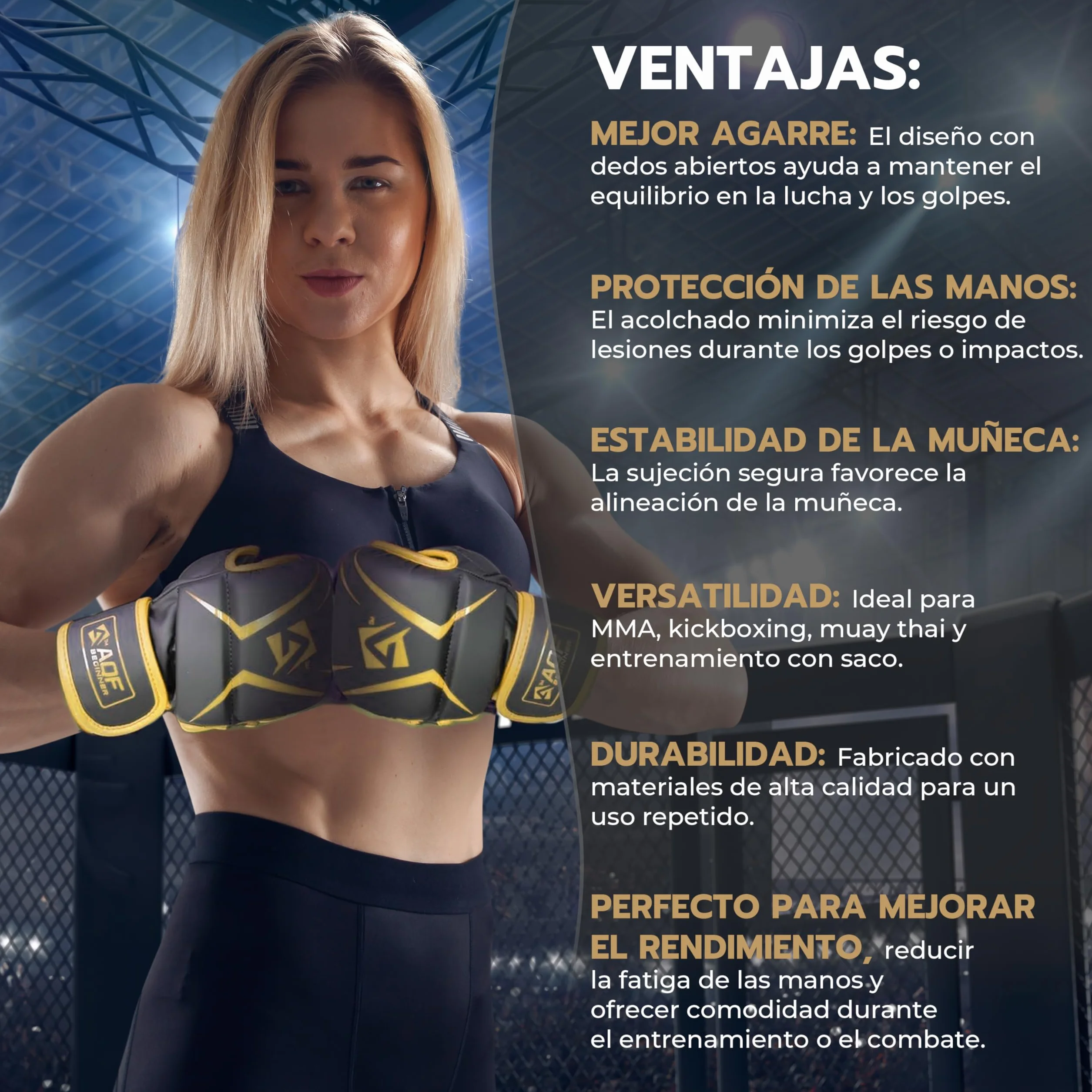 AQF Guantillas MMA, Diseño Palma Abierta Guantes Boxeo, Soporte Mejorado Muñeca, Acolchado Amortiguador, Ligeros Guantes MMA, Guantes Muay Thai para Entrenamiento, Kickboxing Y Karate
