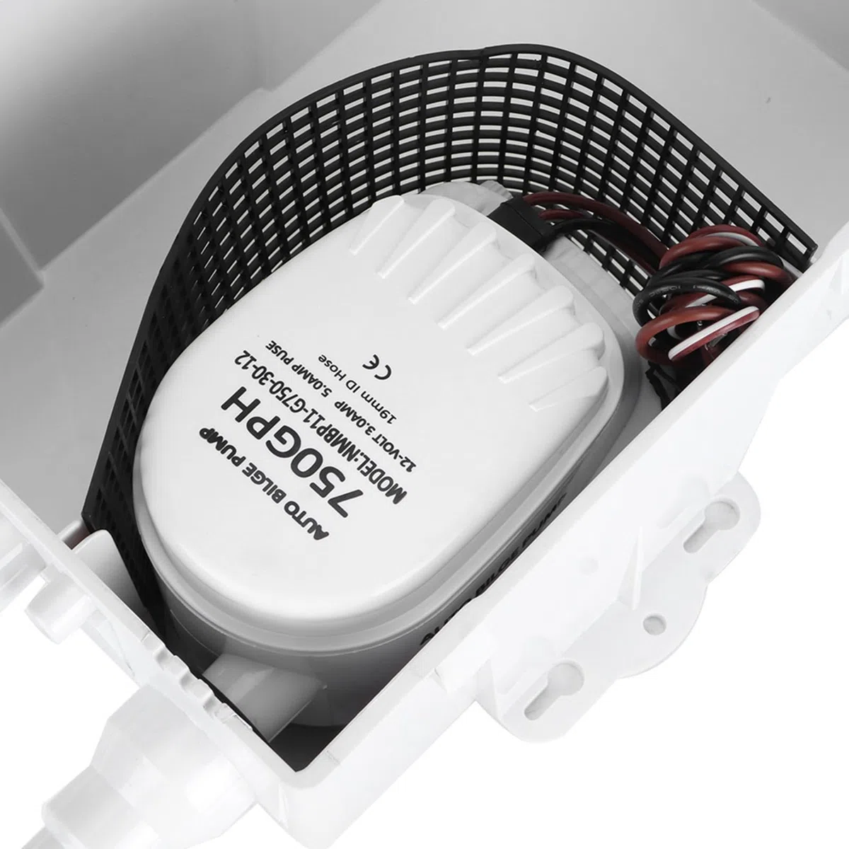 KIMISS Bomba de sumidero para ducha marina, de drenaje multipuerto 12V 750GPH, ideal para barcos y autocaravanas, caja de sumidero eficiente