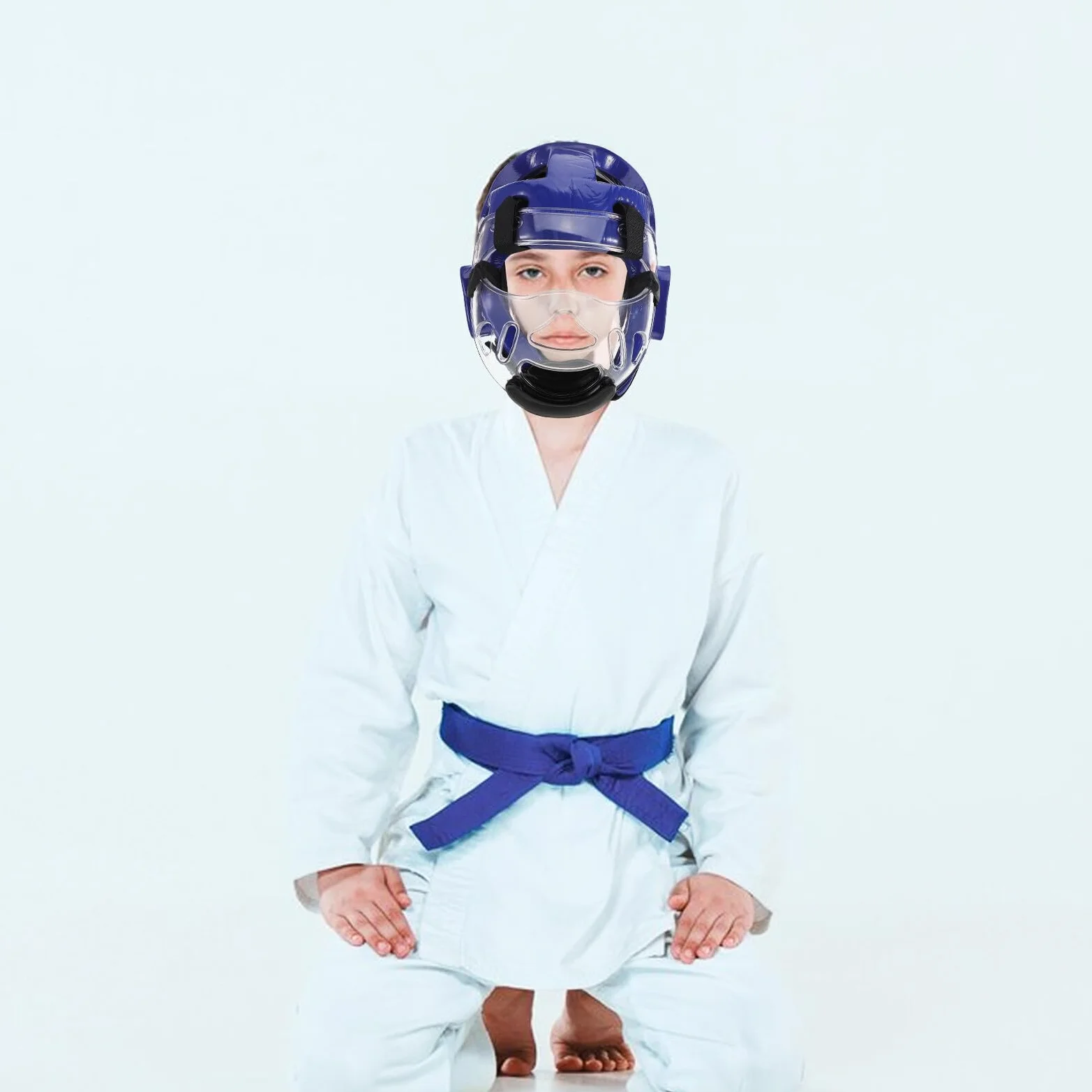 SOIMISS Casco Taekwondo para Niños con Mascarilla Facial Ajustable y Espuma Ligera para Protecciones de Karate y Kickboxing en Deportes Marciales y Lucha