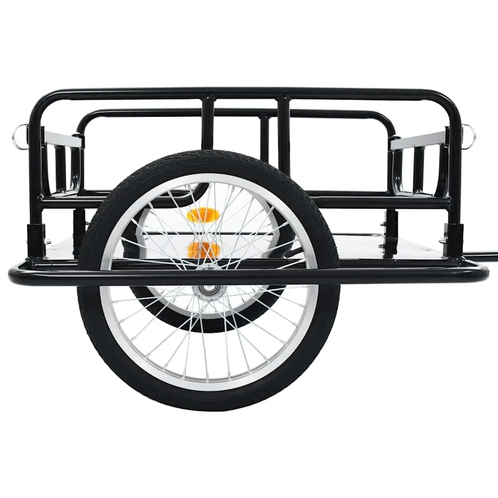Remolque de bicicleta de acero negro 130 x 73 x 48,5 cm con enganche de liberación rápida, plegable, carga de 50 kg, ruedas neumáticas con reflectores, remolque de transporte para equipaje