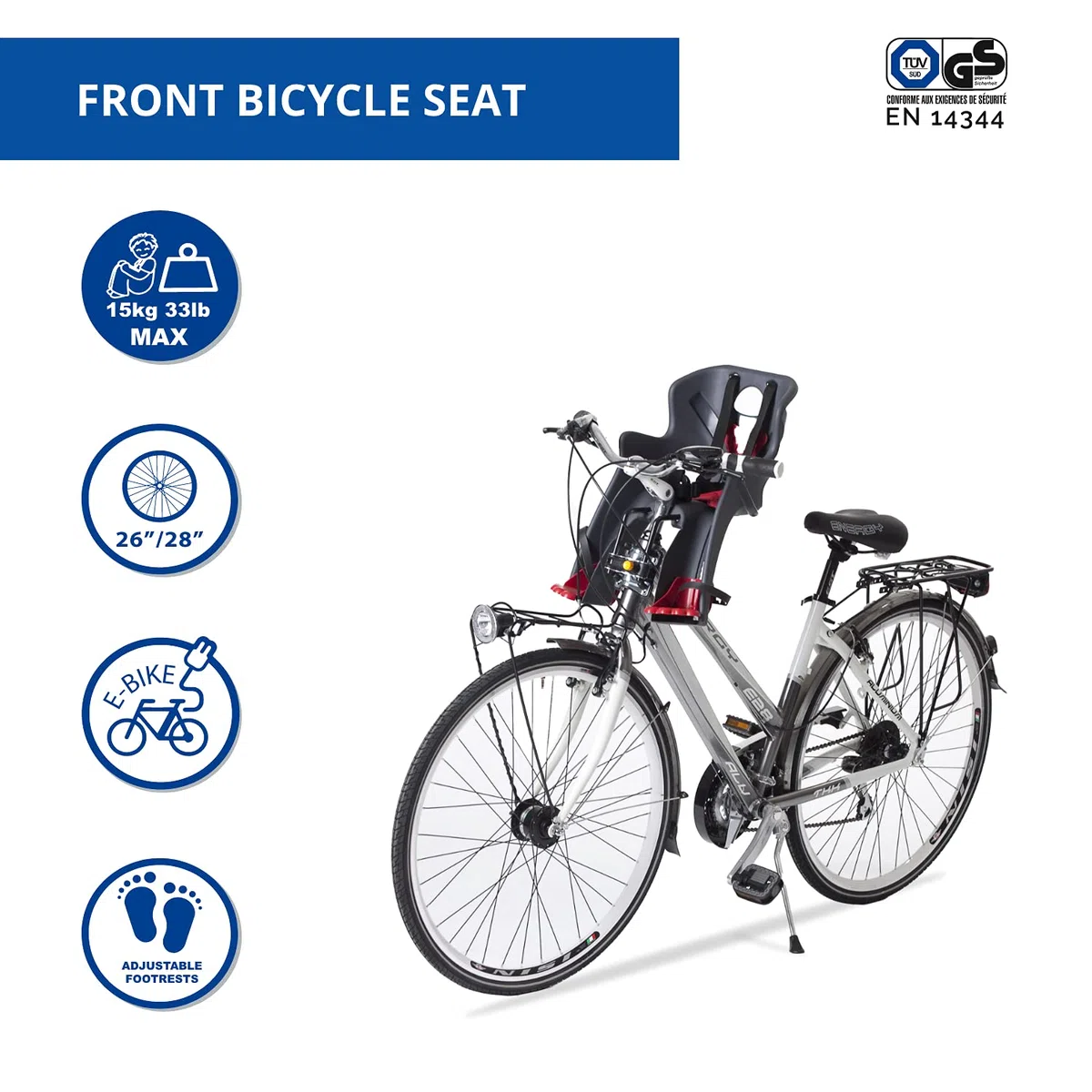 Rabbit - Asiento Delantero de Bicicleta - para Niños de hasta 15 kg, de 9 Meses a 3 años - Se Fija al Cuadro