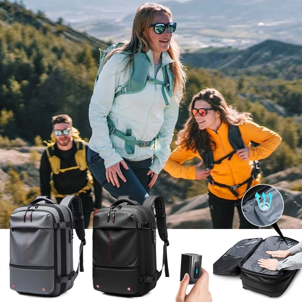 PLGEBR Mochila Airpack, mochila expandible de 60 L con compresión al vacío, mochila al vacío, resistente al agua, mochila antirrobo, mochila de viaje al vacío
