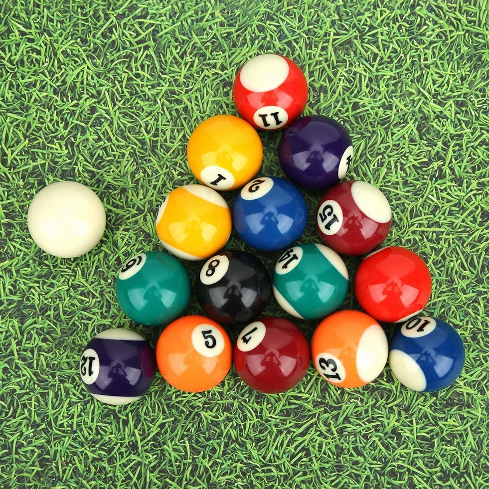 Mini Bolas de Billar de Resina 16PCS 38MM Accesorio de Mesa de Billar para Sala de Juegos