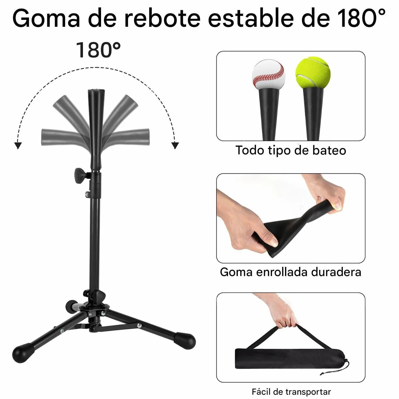 Soporte De Béisbol para Niños - Tee de Bateo Altura Ajustable Bolsa Edades 3-8 Entrenador Trípode Práctica Interior