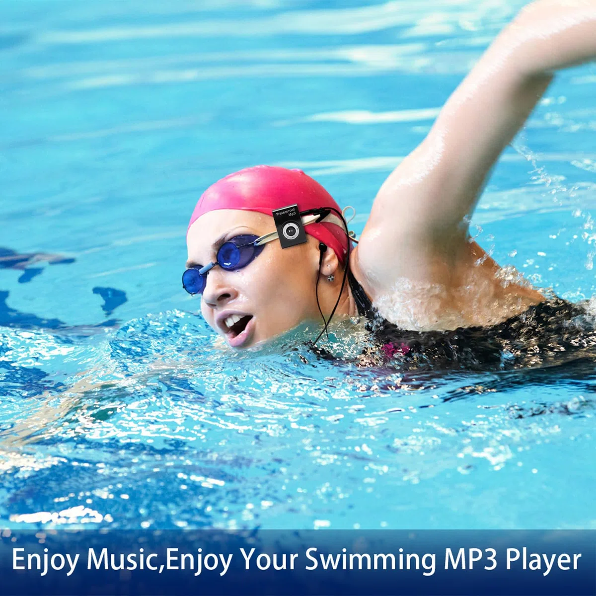 Reproductor de Mp3 de Natación, Auriculares a Prueba de Agua, Reproductor de Música Clip Multifuncional de 8 GB, Auriculares Deportivos Submarinos para Natación, Carrera, (Black)