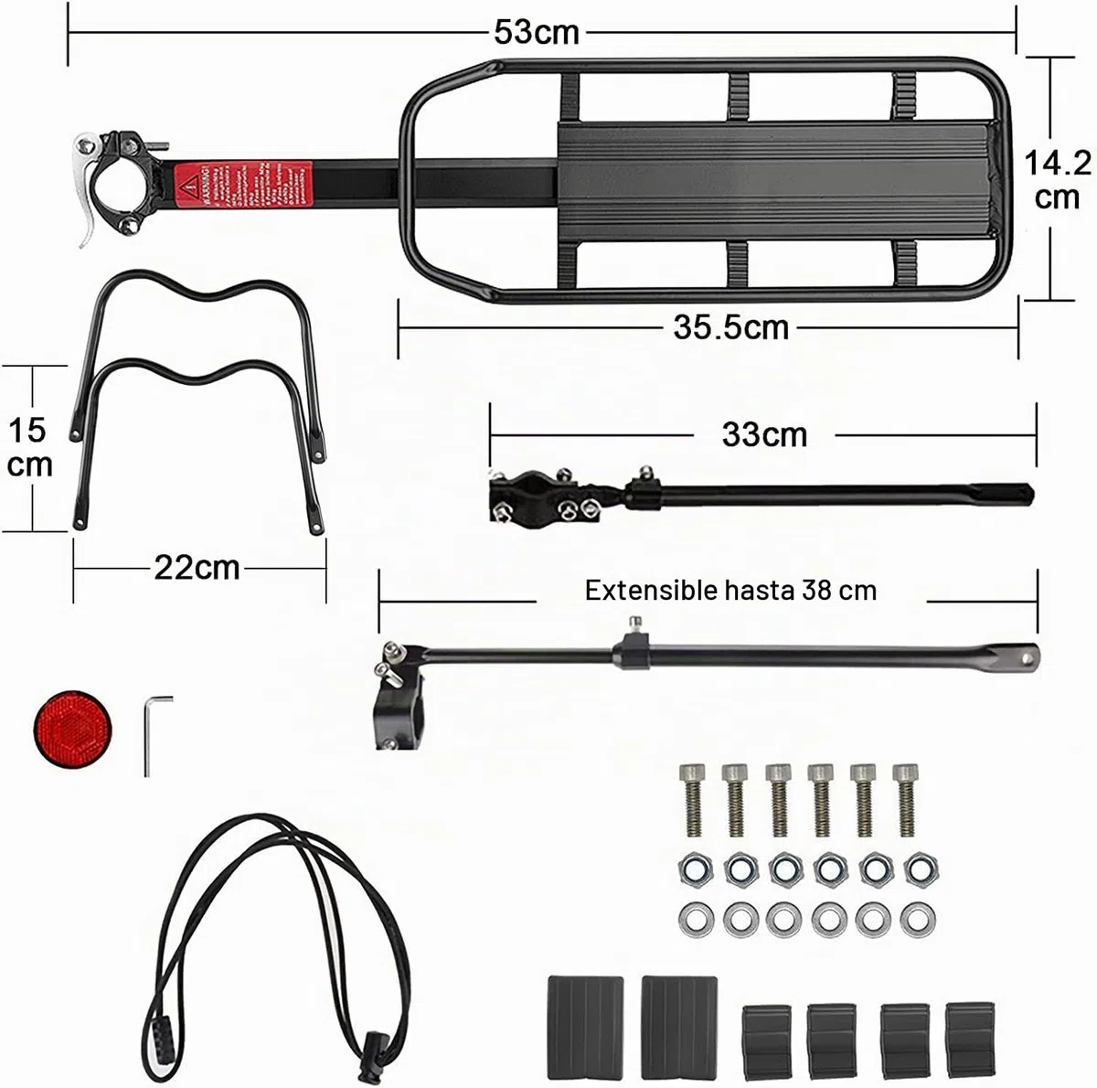 VARUN Portaequipajes para Bicicletas de Montaña, Portaequipajes Universal de Aluminio para Bicicletas de Montaña de 24-29 Pulgadas