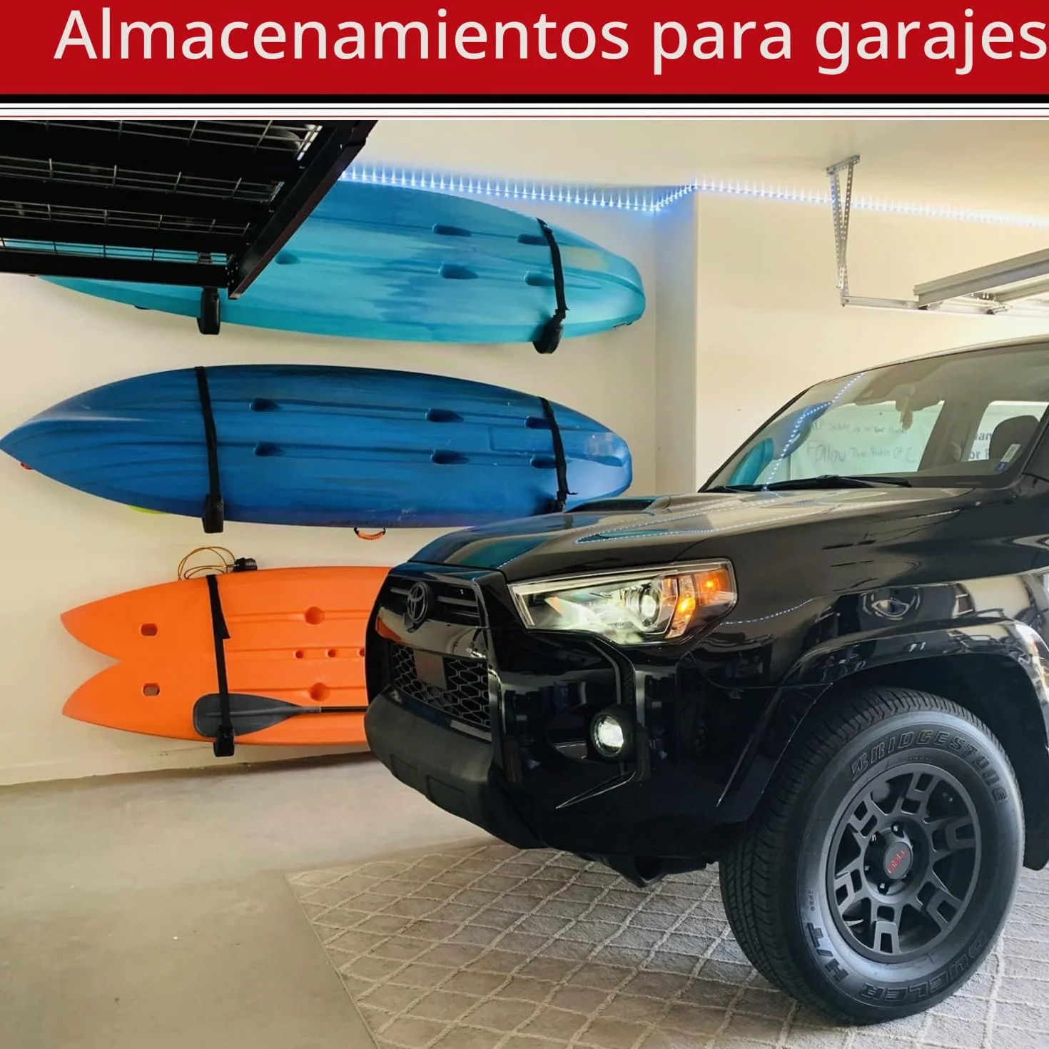 Ganchos de almacenamiento para kayak 38 cm estante de pared colgador de tabla de surf resistente carga máxima 68 kg