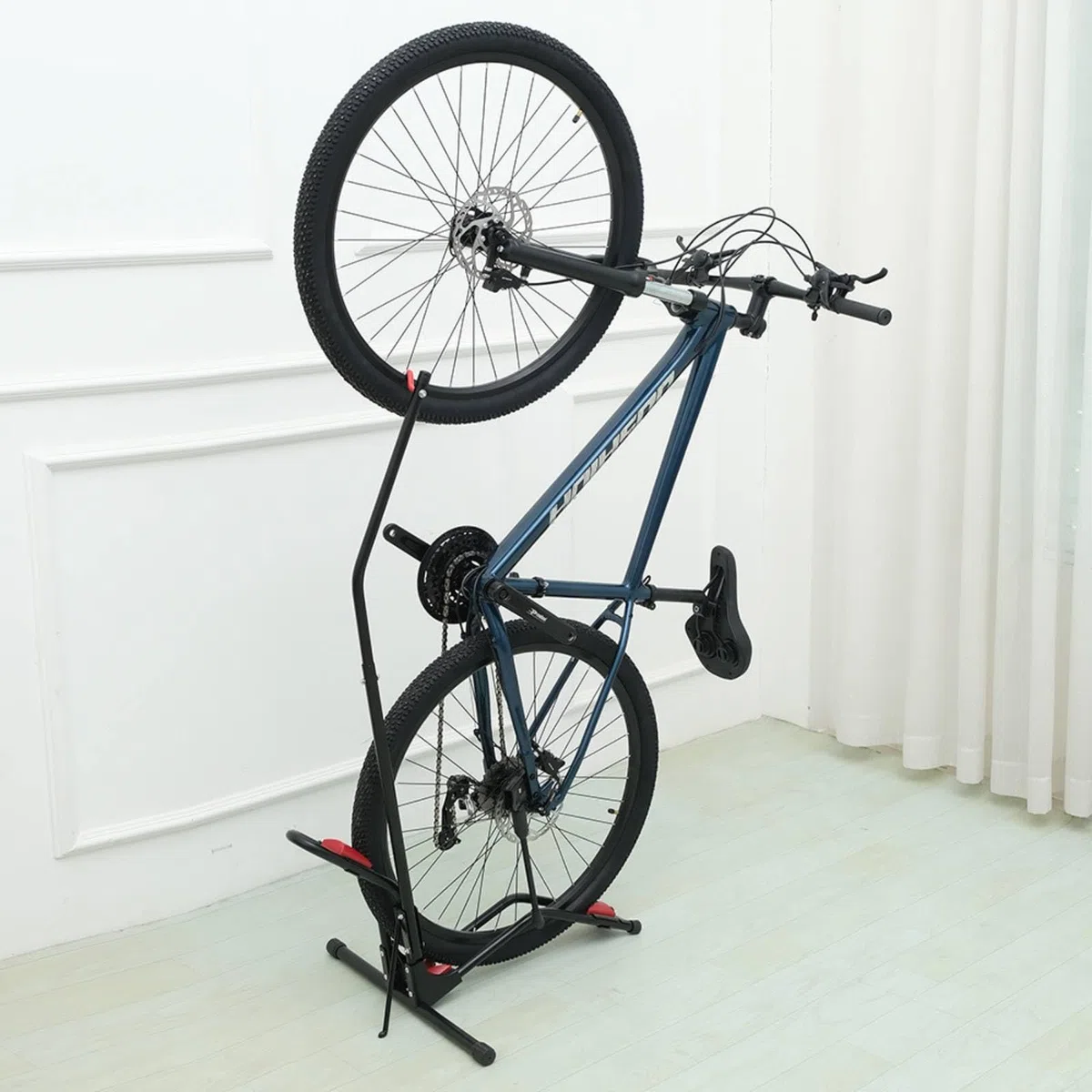 Baoblaze Soporte para Bicicleta Soporte Aparcamiento Bicicleta Soporte Expositor Caballete Suelo Ajustable Sostiene en Posición Vertical Ocupa Poco Espacio Adecuado para Portales