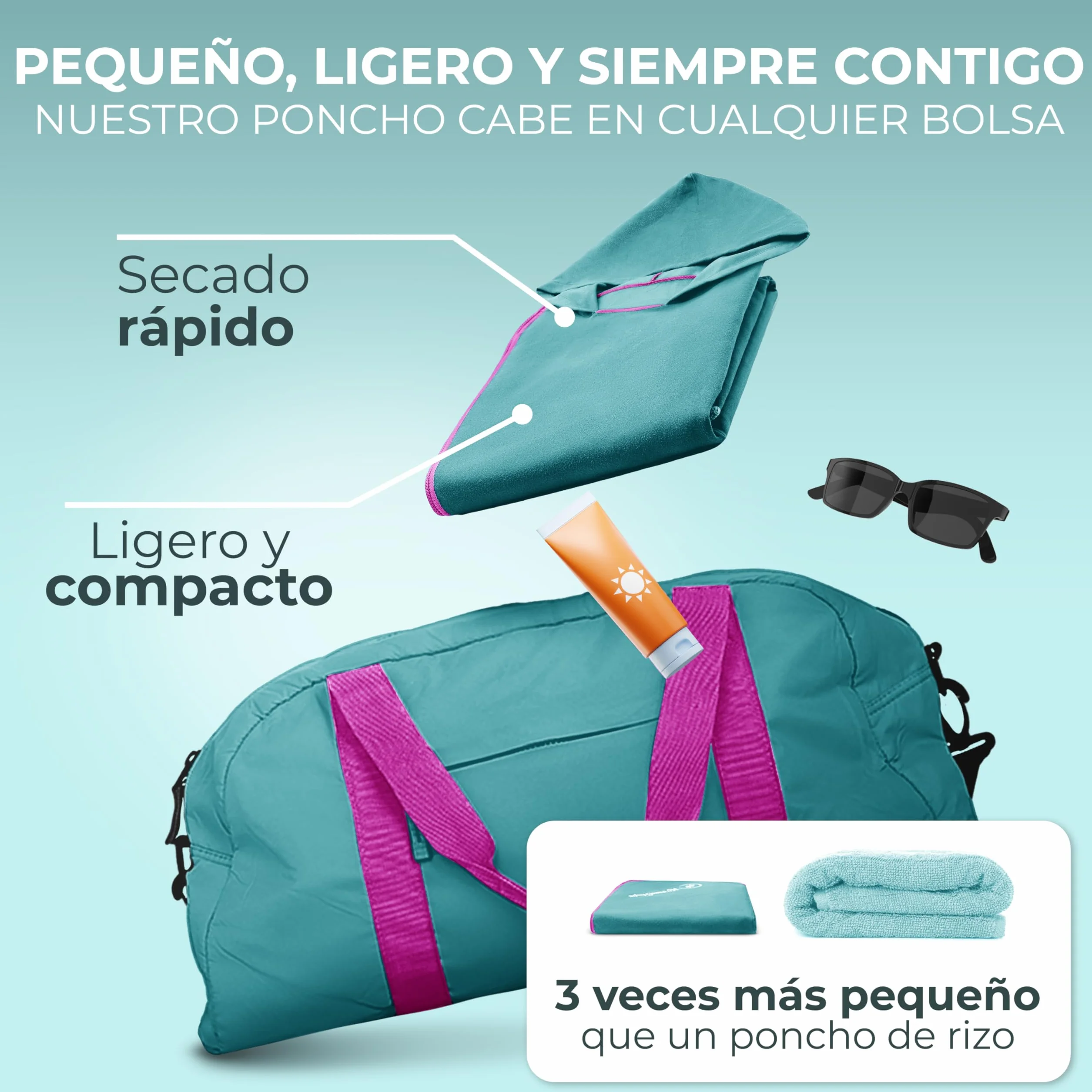 NirvanaShape Toalla Poncho 2 en 1 de Microfibra para Adultos – Albornoz de Secado Rápido y Ayuda para Cambiarse, Ideal para Viaje, Surf, Camping, Sauna y Playa