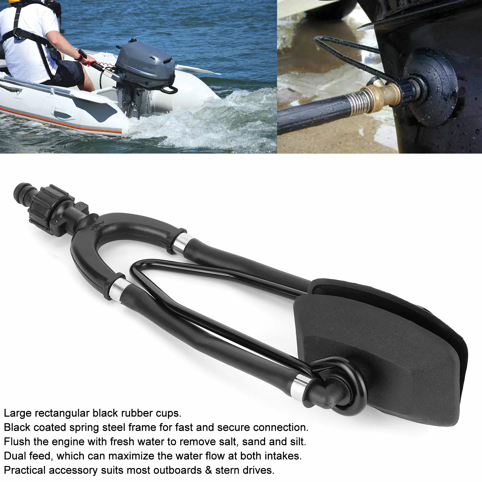 Enjuague de Motor Marino, Motor de Barco Fuera de Borda, Enjuague de Agua, Doble Alimentación, Orejeras Rectangulares Grandes, Conexión Rápida, Kit de Uso Marino, Accesorios para