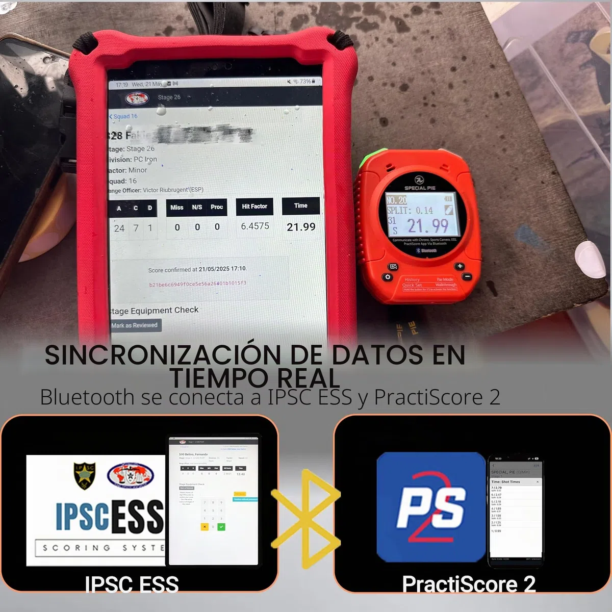Temporizador de Disparo（M1A2+） | IPSC, Bluetooth, certificado IROA, zumbador fuerte, sensor de sonido inteligente, fuego seco