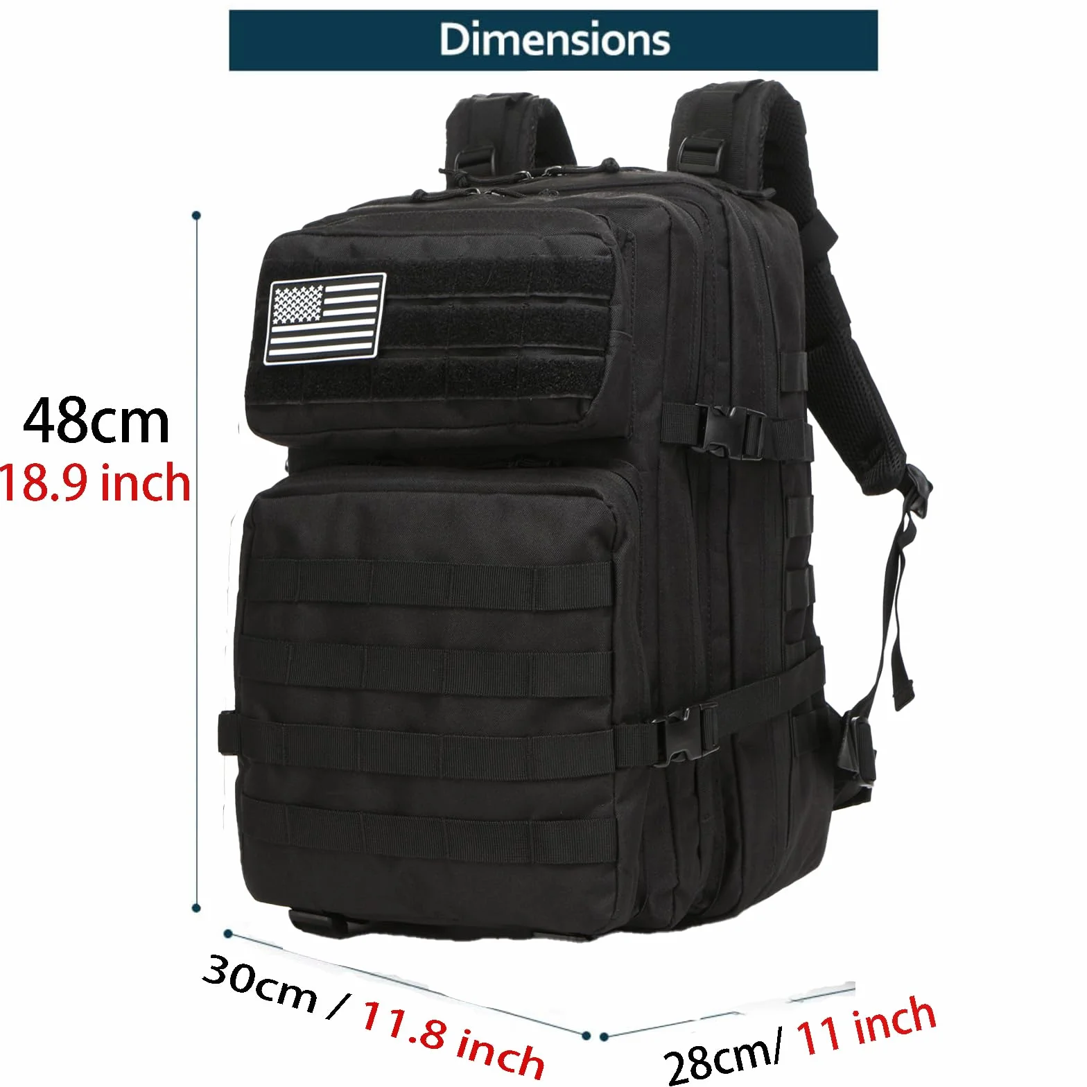 Mochila De Pesca Impermeable 50 Litros Nailon Táctica Militar Senderismo Negro