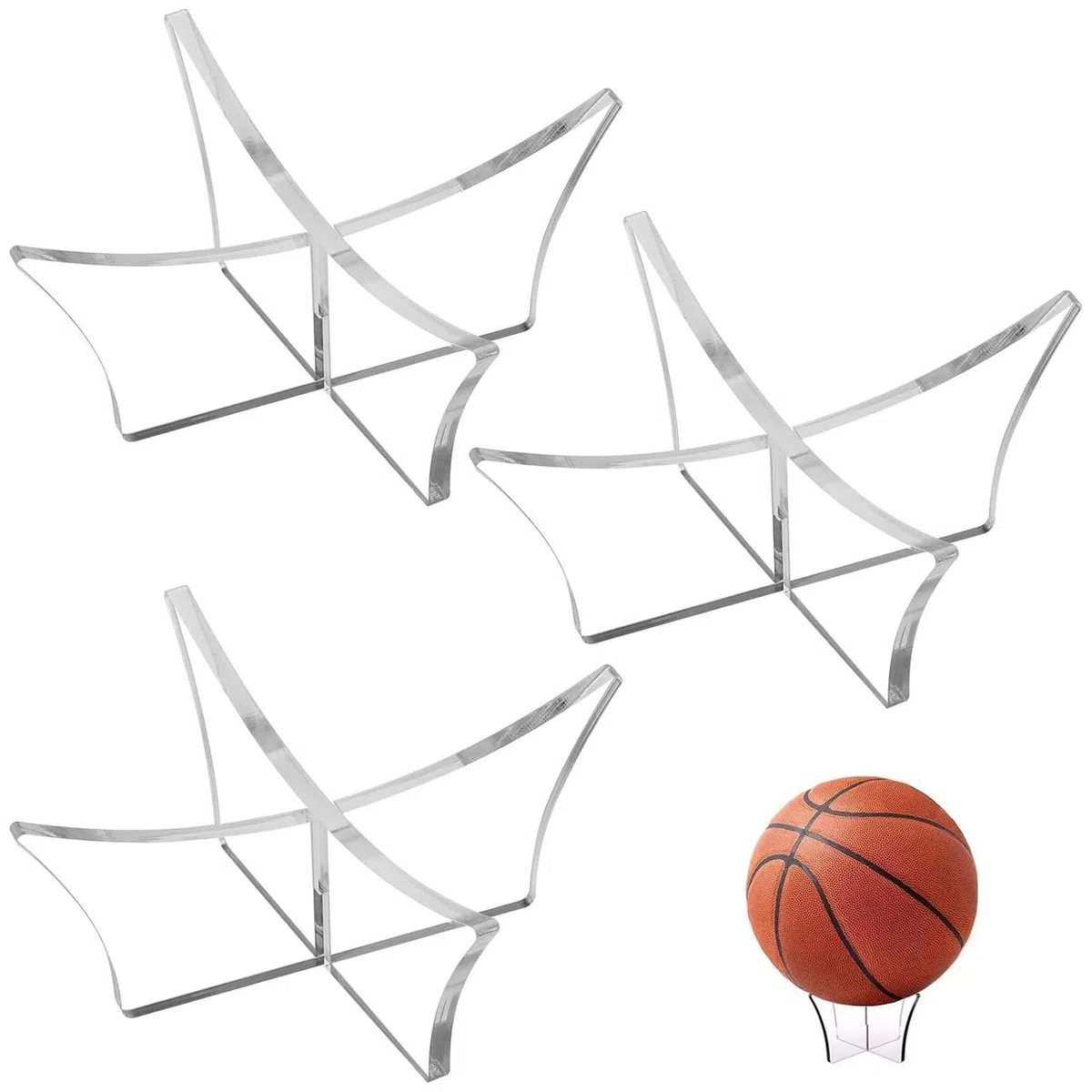 3 Soporte de Balón,Bola Acrílico Soporte,Soporte de Pelota,Soporte de Bola Transparente,Soporte Balones De Fútbol, para Fútbol, Bolos, Baloncesto, Voleibol y Balonmano