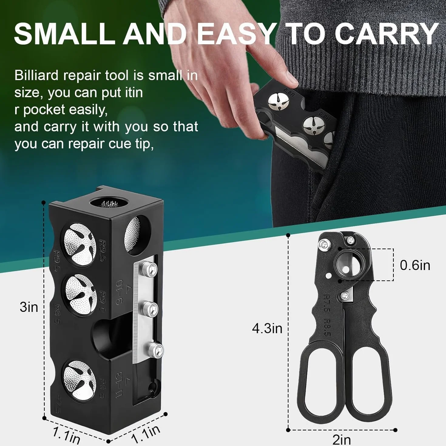 Kit de repuesto para tacos de billar 11 en 1, kit de reparación de tacos de billar, kit de reparación de tacos de billar, kit de repuesto de puntas de palo de billar, accesorios para tacos de