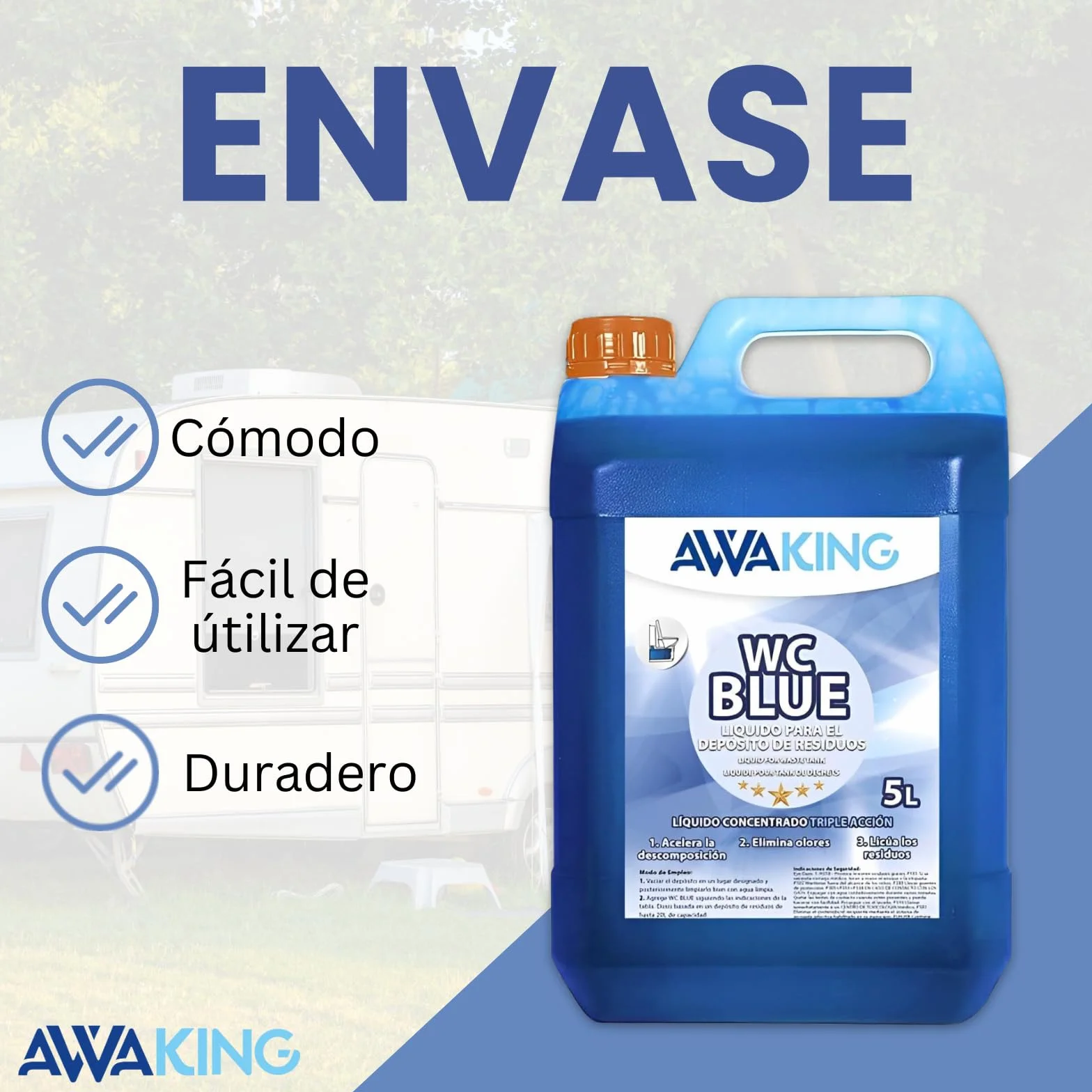 AWAKING Liquido WC Quimico Blue 5L do wc portatil, autocaravana y camper