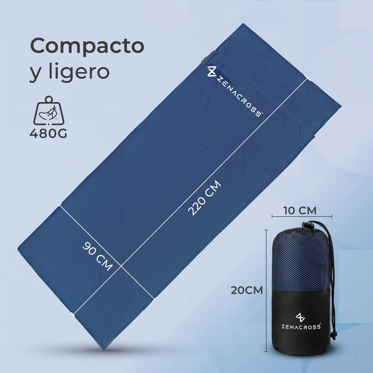 Saco de Dormir - Saco Sabana con Comparimiento de Almohada Agregado - Sabana Saco Compacto y Ultraligero 100% algodón