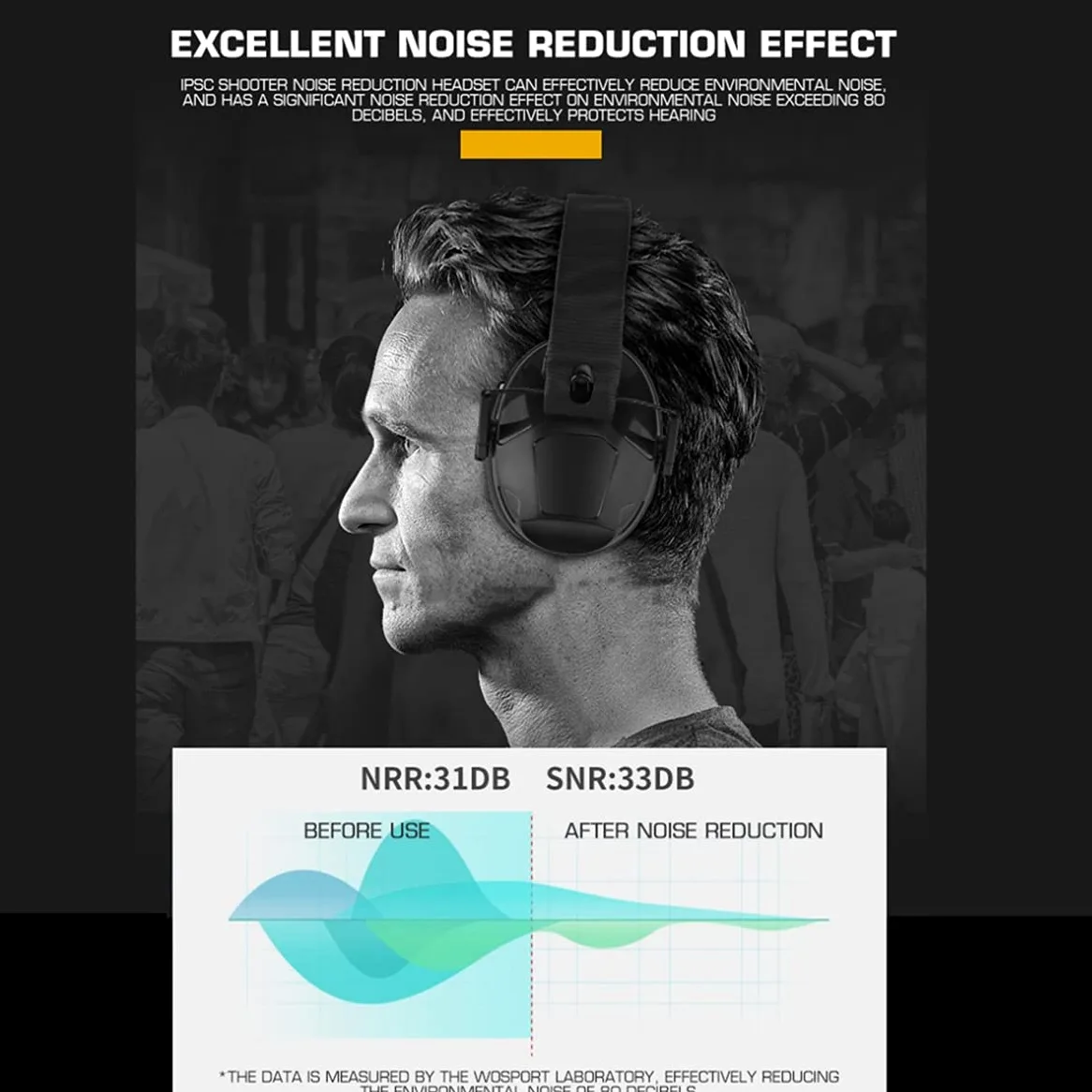 ACEXIER Tactical Shooter Auriculares con reducción de ruido Orejeras antirruido Protector auditivo Auriculares plegables para disparos de caza