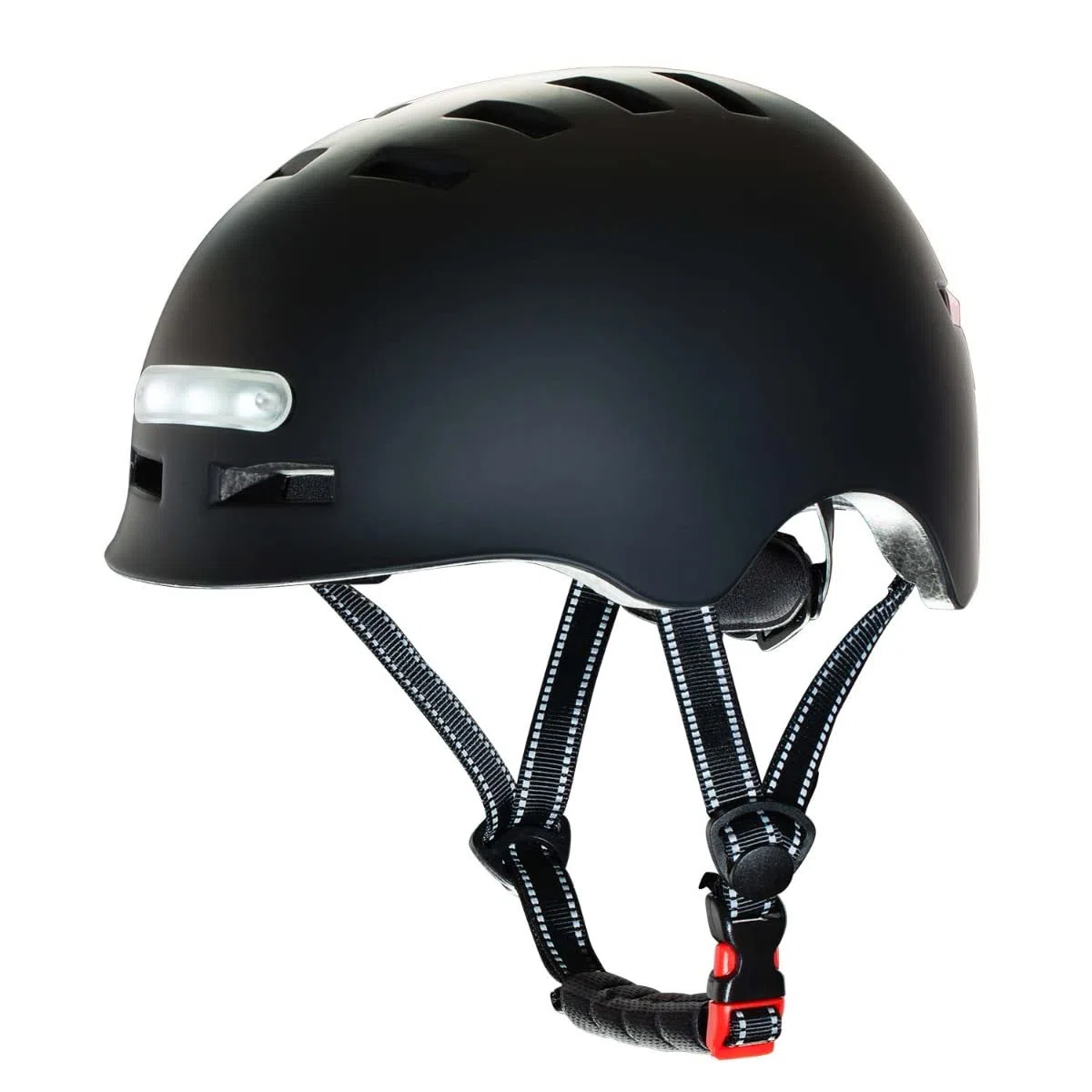 MOLTO - Casco con luz Frontal y Trasera LED para Adultos | Ideal para patinetes eléctricos, Bicicletas, Scooter o monopatín| Resistente y Duradero | Funciona con baterías Recargables