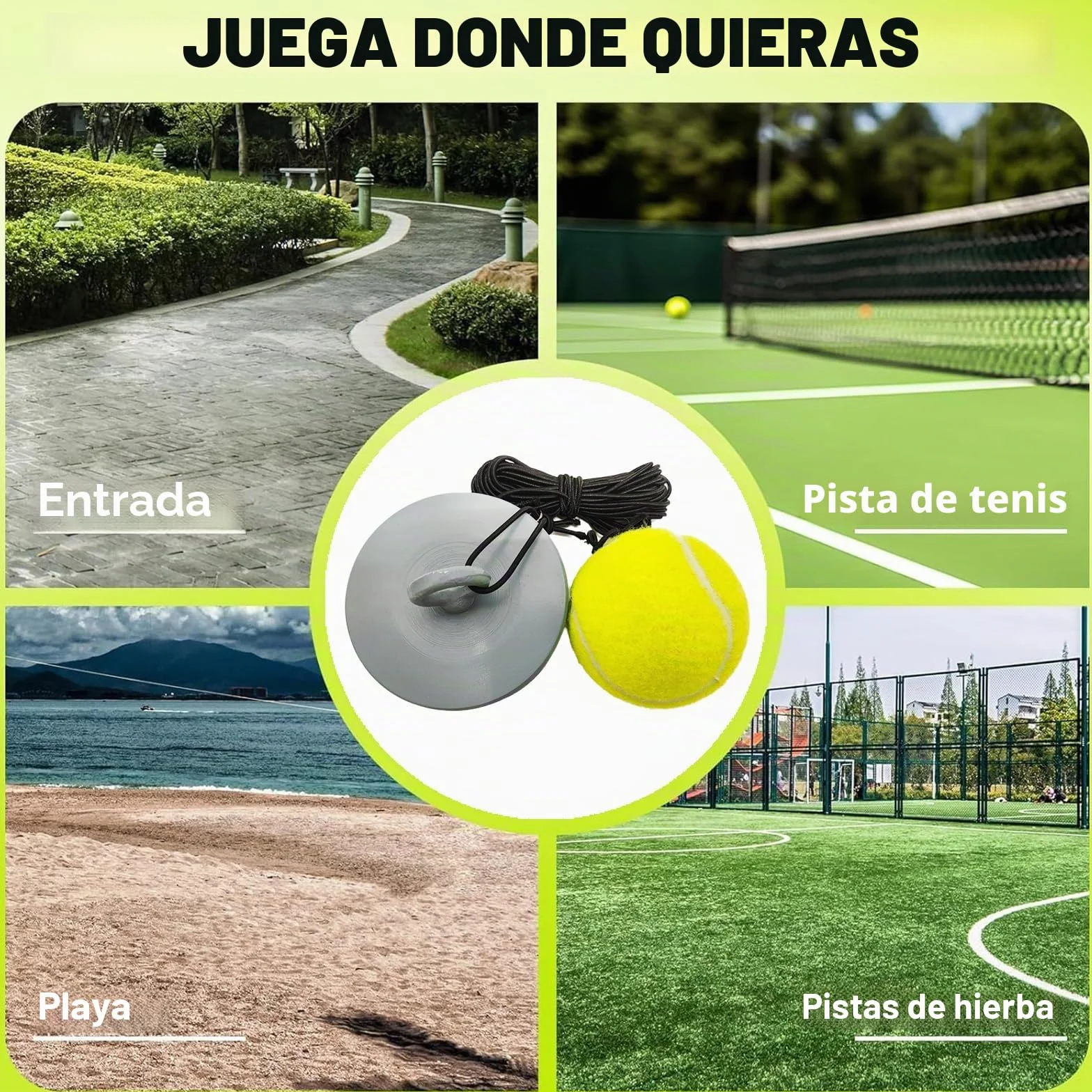 Dispositivo de Entrenamiento de Tenis con Base Metálica de 1,2 kg para Exteriores