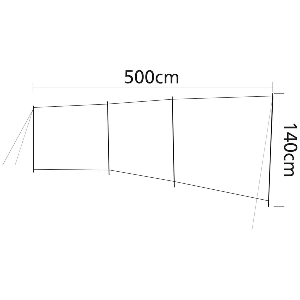Bo Camp - Protector de viento de acampada XL - para tienda de campaña, playa, jardín. Tamaño 500 x 140 cm
