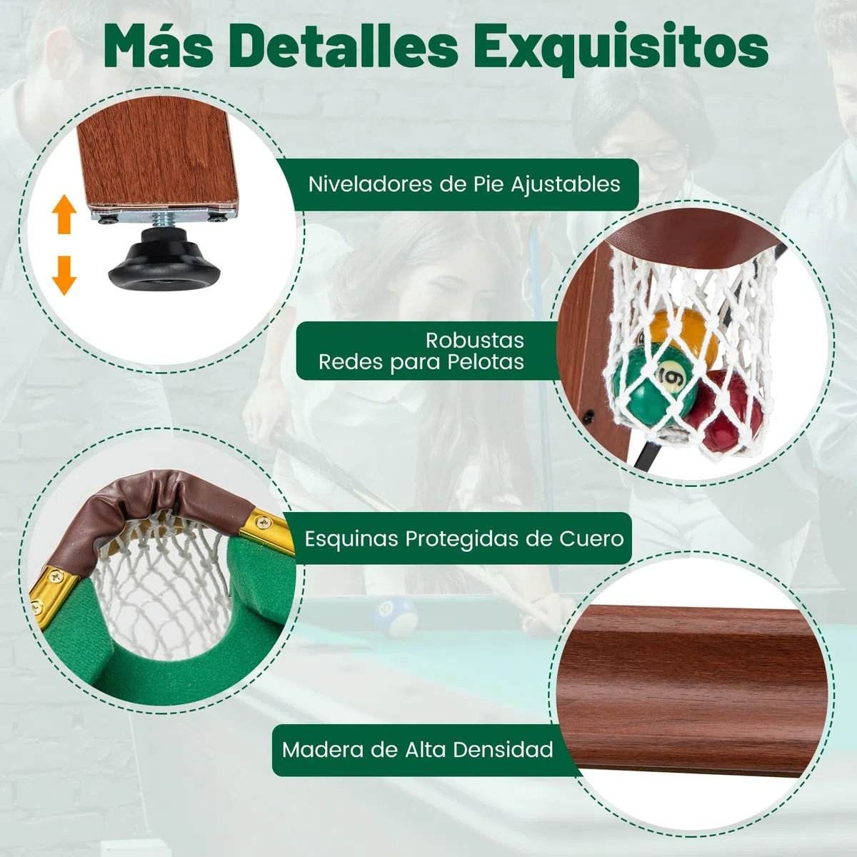 COSTWAY Mesa de Billar Plegable Portátil con 16 Bolas,138 x 67 x 79,5 cm, Niveladores de Pies Ajustables, Esquinas Protegidas de Cuero, 2 Tacos, 2 Tizas, Triángulo, Cepillo，Mini Mesa de Billar