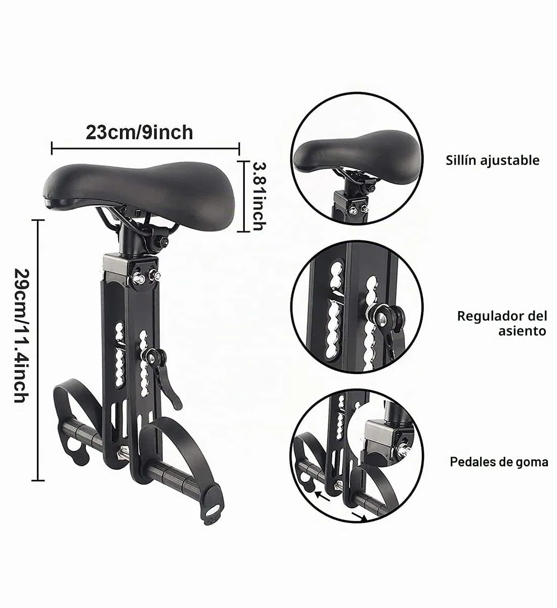 Bomoya Asiento de Bicicleta para niños para Bicicletas de montaña, Asientos Delanteros Desmontables para niños de 2 a 5 años, Compatible con Todos los Adultos MTB