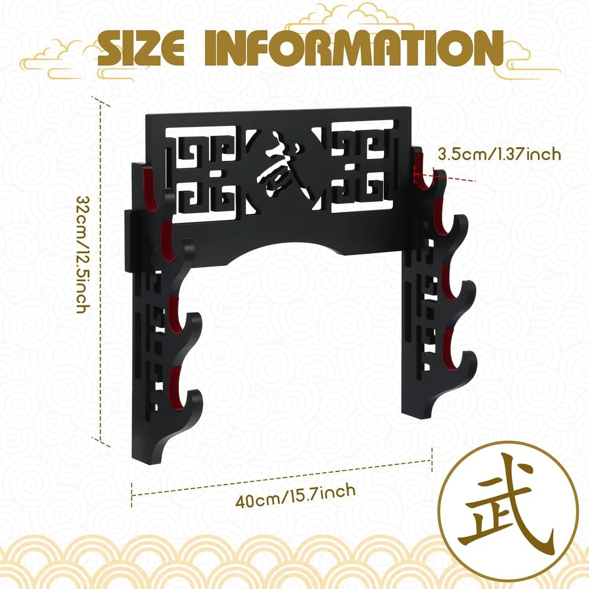 Soporte de pared para espada, soporte de exhibición, espadas acolchadas Katana Wakizashi Genji y Samurai, 4 niveles