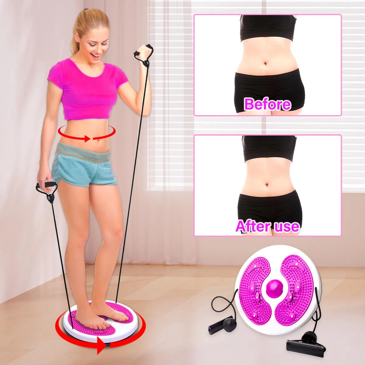 Twist Waist Disc, Twist Cintura Torsión Disc Fitness Disco Torsión Con correa de Mano Máquina de Cintura torcida Multifuncional Masaje Suela pies Disco Cintura Giratorio Para Ejercicio en casa