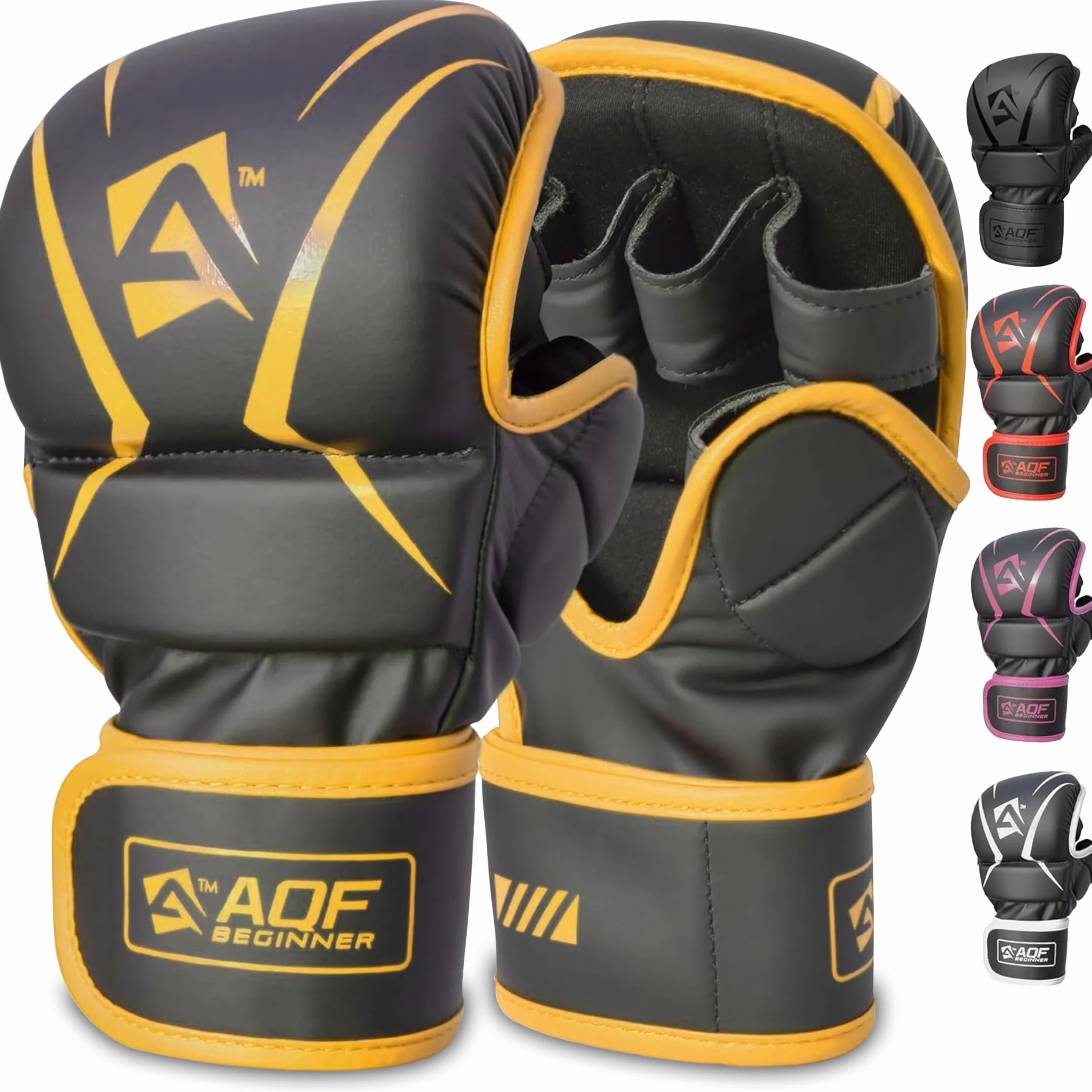 AQF Guantillas MMA, Diseño Palma Abierta Guantes Boxeo, Soporte Mejorado Muñeca, Acolchado Amortiguador, Ligeros Guantes MMA, Guantes Muay Thai para Entrenamiento, Kickboxing Y Karate