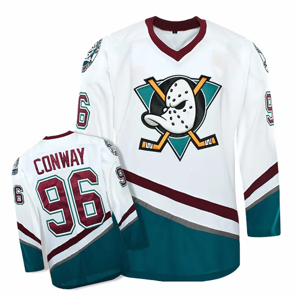 Charlie Conway #96 Mighty Ducks Película Camisetas Hockey Jersey sobre Hielo NHL Hombre Ropa Respirable T-Shirt de Manga