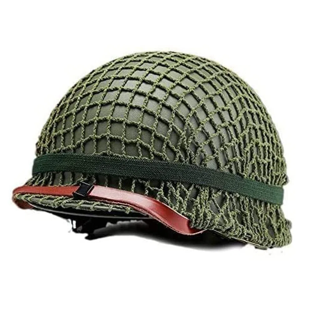 WW2 US Army M1 - Réplica de Casco Verde con Correa de Barbilla, Color Verde