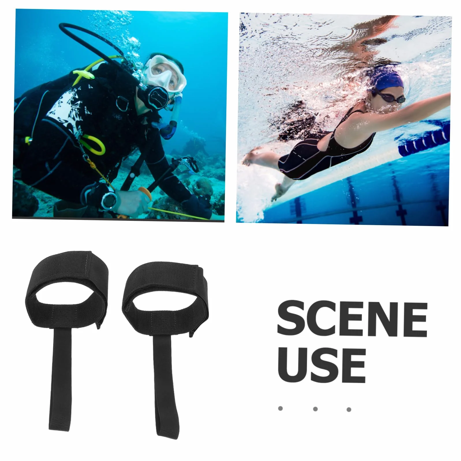 HEMOTON Correas para Aletas de Natación Negras, Cordón Antipérdida, Material PP Resistente al Agua de Mar