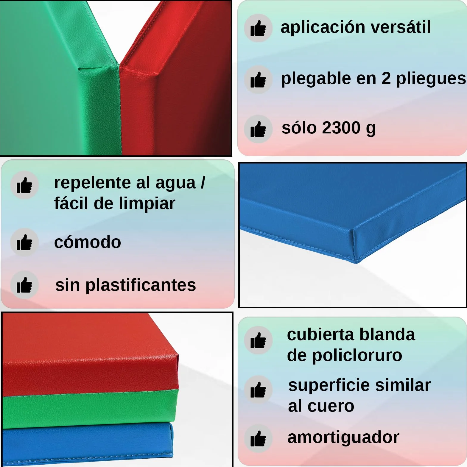 ALPIDEX Esterilla de gimnasia 180 x 60 x 3,2 cm plegable suelo deportiva hogar