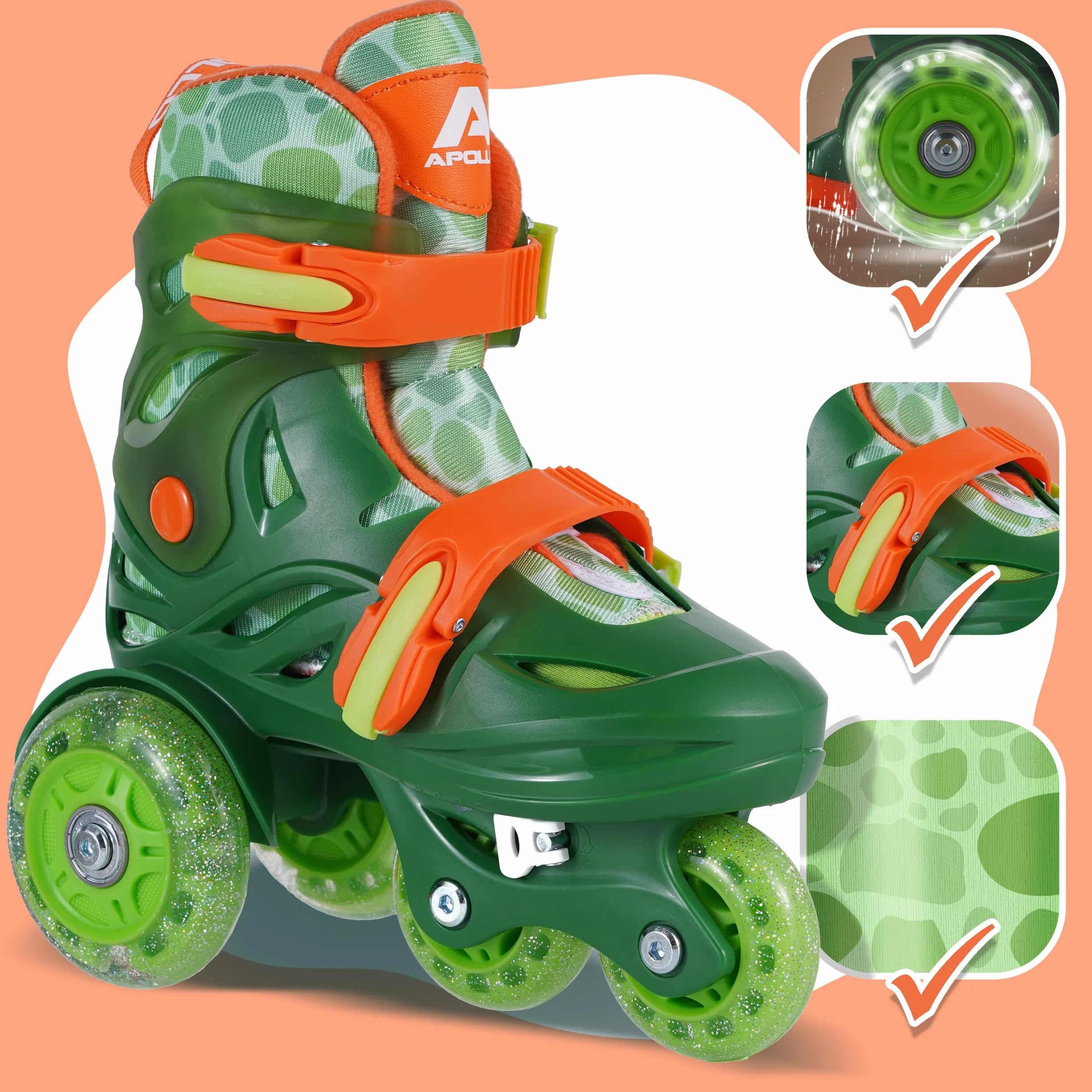 Apollo Kids My 1st Skates Adjustable Patines de ruedas ajustables para niños talla 26-30 con doble freno