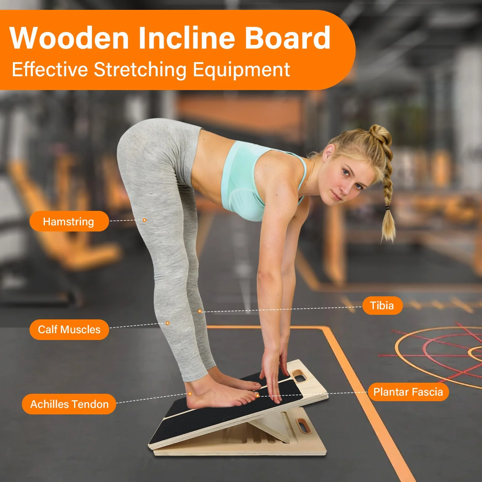 Tabla Inclinada Ajustable de Madera para Estirar Pantorrillas y Ejercicios Fitness