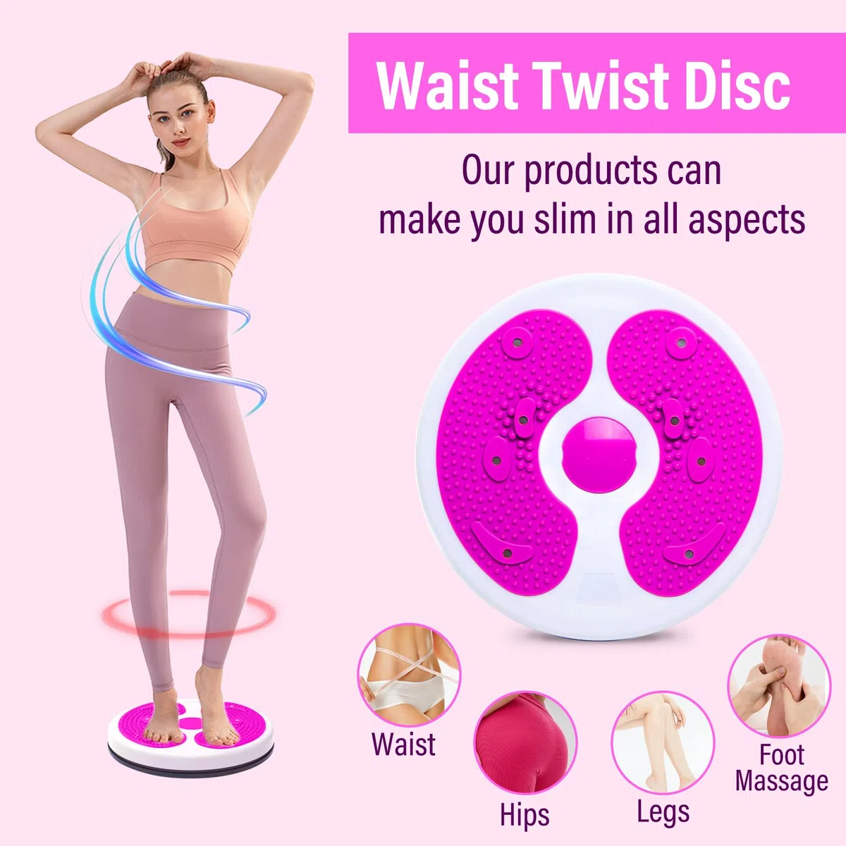 Twist Waist Disc, Twist Cintura Torsión Disc Fitness Disco Torsión Con correa de Mano Máquina de Cintura torcida Multifuncional Masaje Suela pies Disco Cintura Giratorio Para Ejercicio en casa