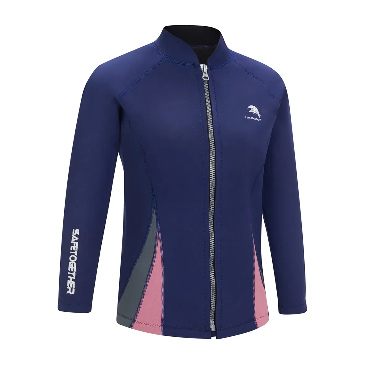 Top de neopreno para mujer, de 2 mm, con cremallera frontal, manga larga, para natación, surf, buceo, traje de buceo