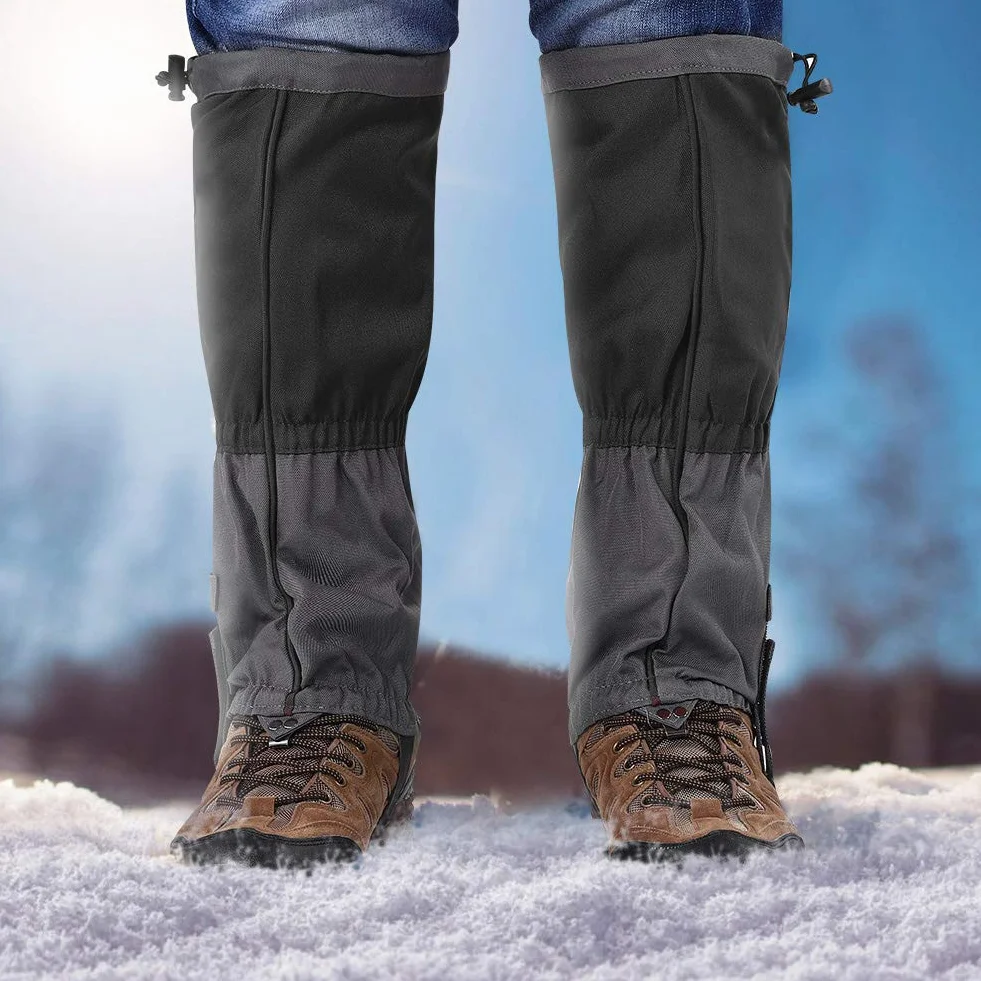 Polainas para Piernas de Nieve, 1 Par de Polainas Impermeables de Tela Oxford para Exteriores, a Prueba de Viento, para Senderismo, para Raquetas de Nieve, Escalada, Esquí, Motociclismo(Negro)