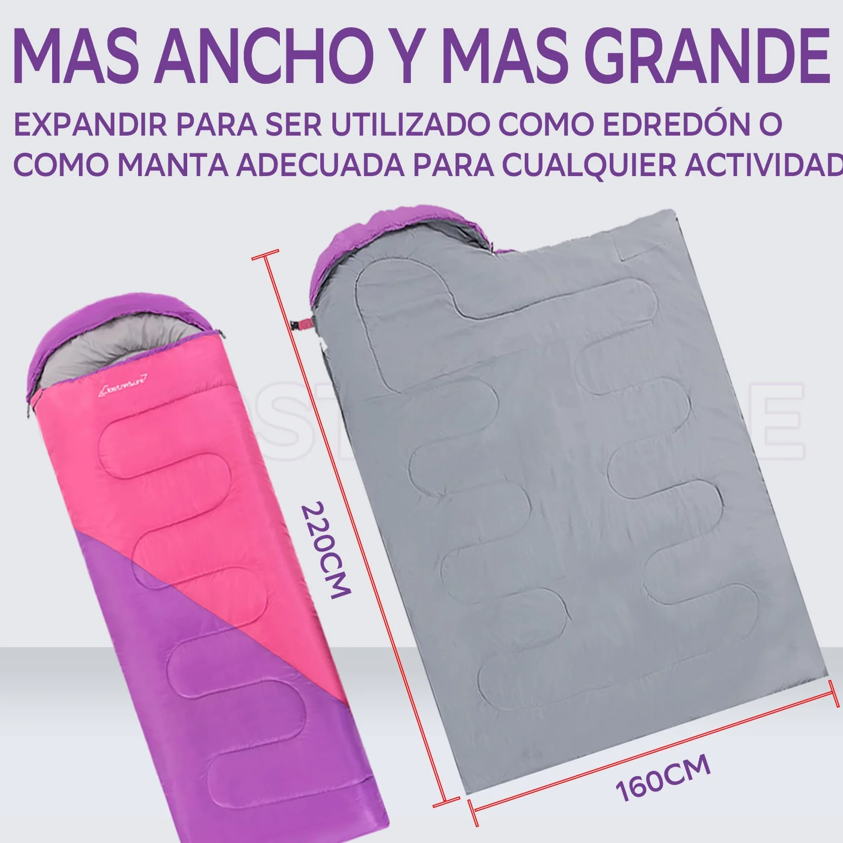 Clostnature Saco de Dormir Ligero para Acampar - Saco de Dormir Compacto para Camping, 3 Estaciones para Adulto, Senderismo, Mochilero y Acampada, Portátil y Fácil de Transportar(Cremallera Derecha)