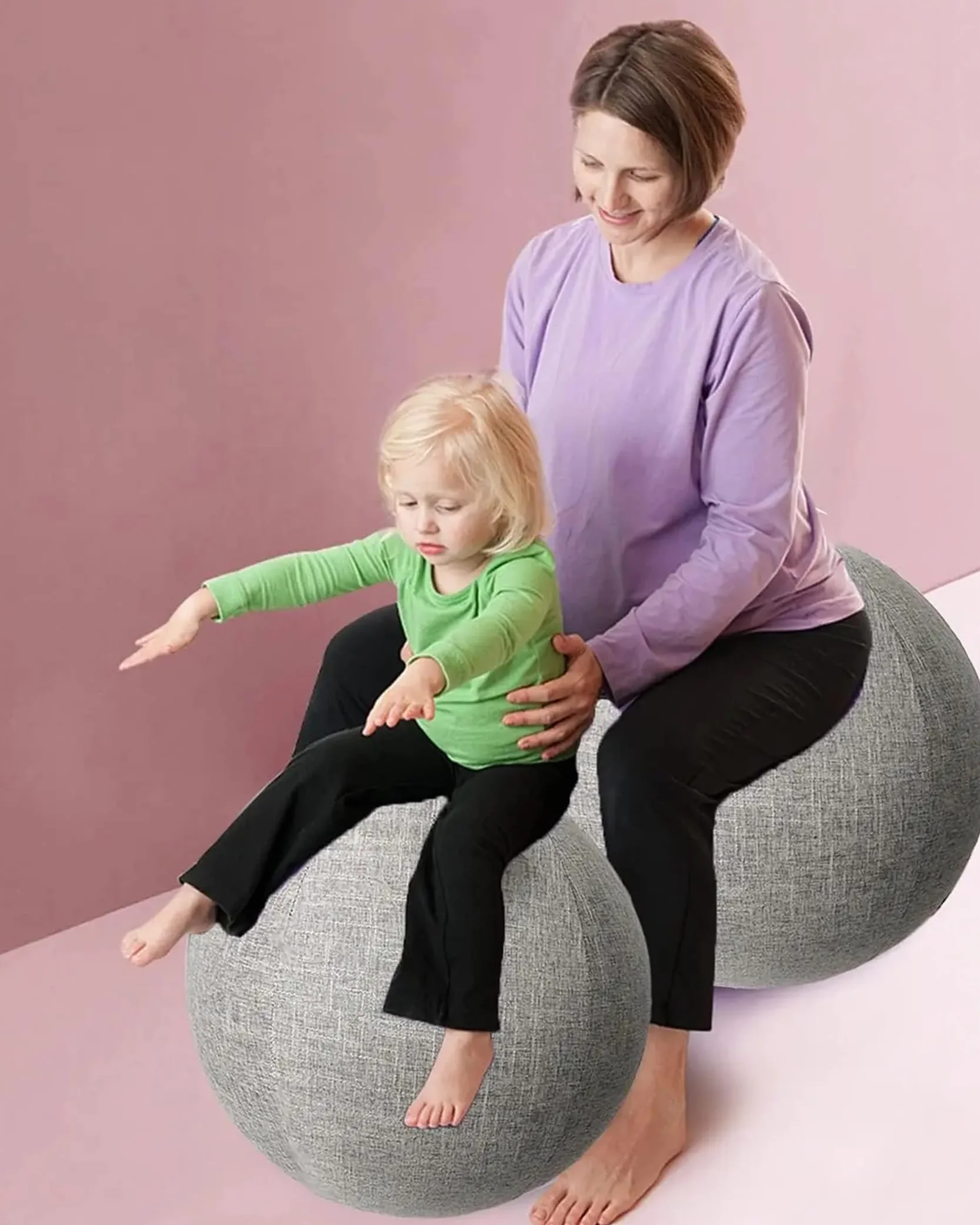 Bola de Yoga Pelota Pilates Asiento Silla con Cubierta Funda 55cm Gris