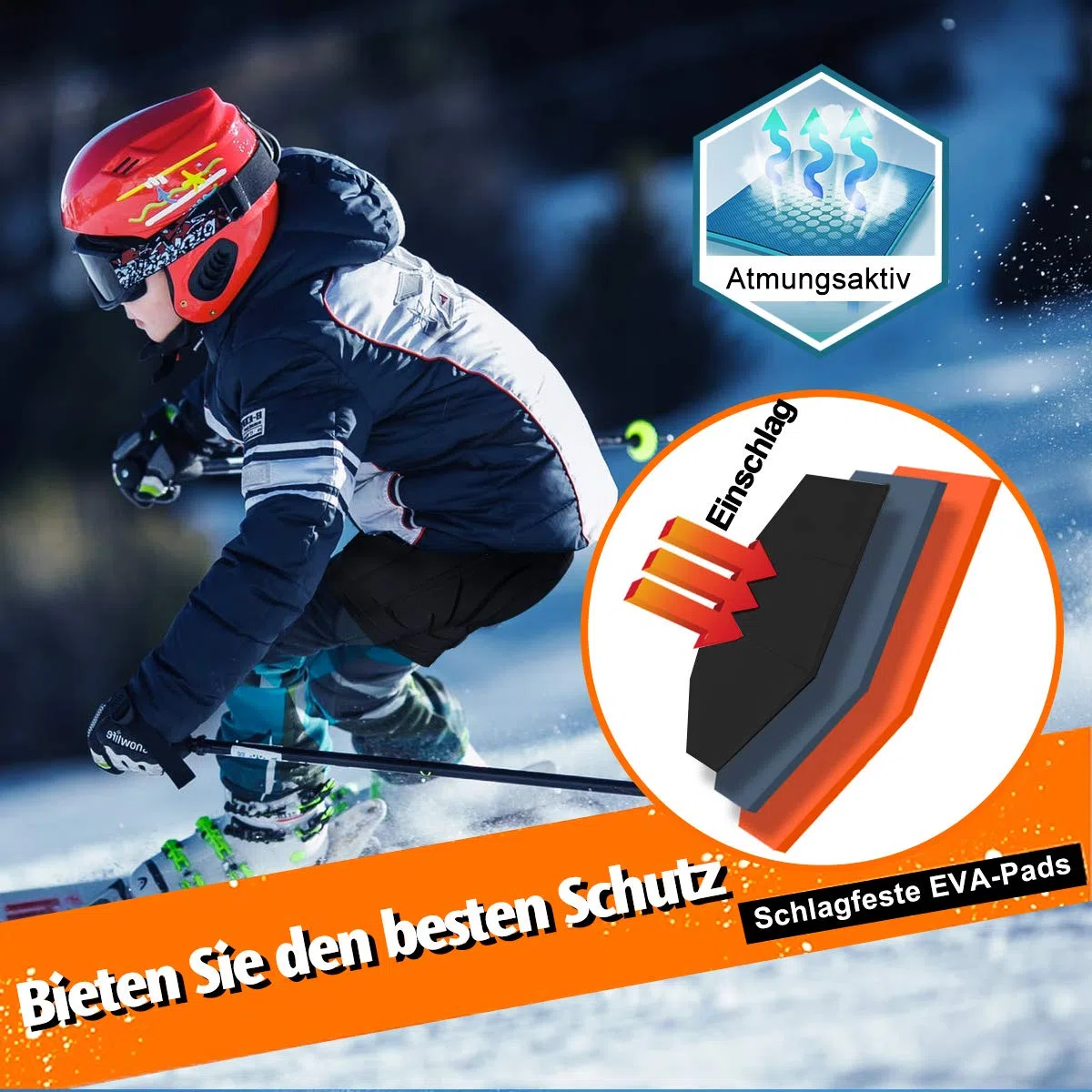 BenKen - Pantalones Cortos de esquí y Nieve, Protectores Acolchados Eva, protección 3D para Caderas, Culo y cóccix, Unisex, Transpirable, Resistente a los Golpes