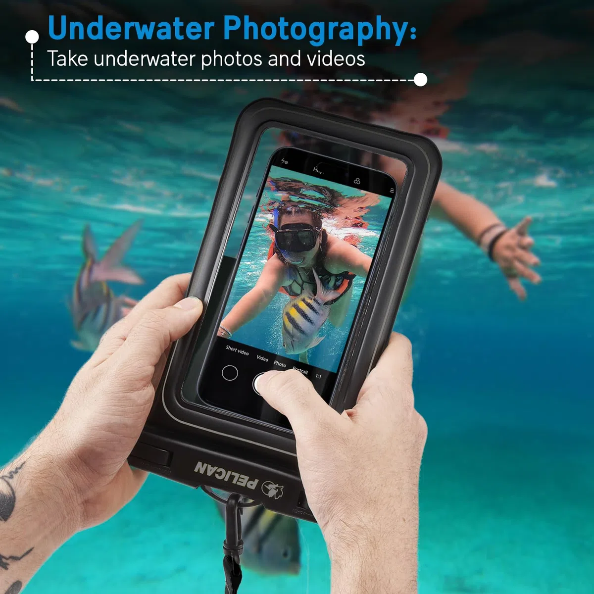 CASE-MATE Pelican Marine - Paquete de 2 Fundas Impermeables IP68 (tamaño XL) - Funda Flotante Impermeable para iPhone 14 Pro MAX / 13 Pro MAX / 12 Pro MAX / 11 / S23 Ultra/Pixel 7 - Negro sigiloso