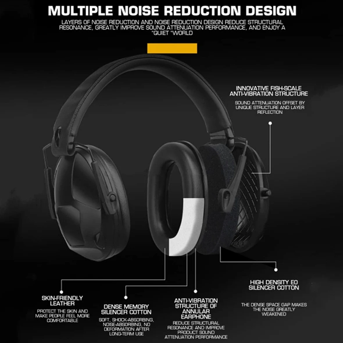 ACEXIER Tactical Shooter Auriculares con reducción de ruido Orejeras antirruido Protector auditivo Auriculares plegables para disparos de caza